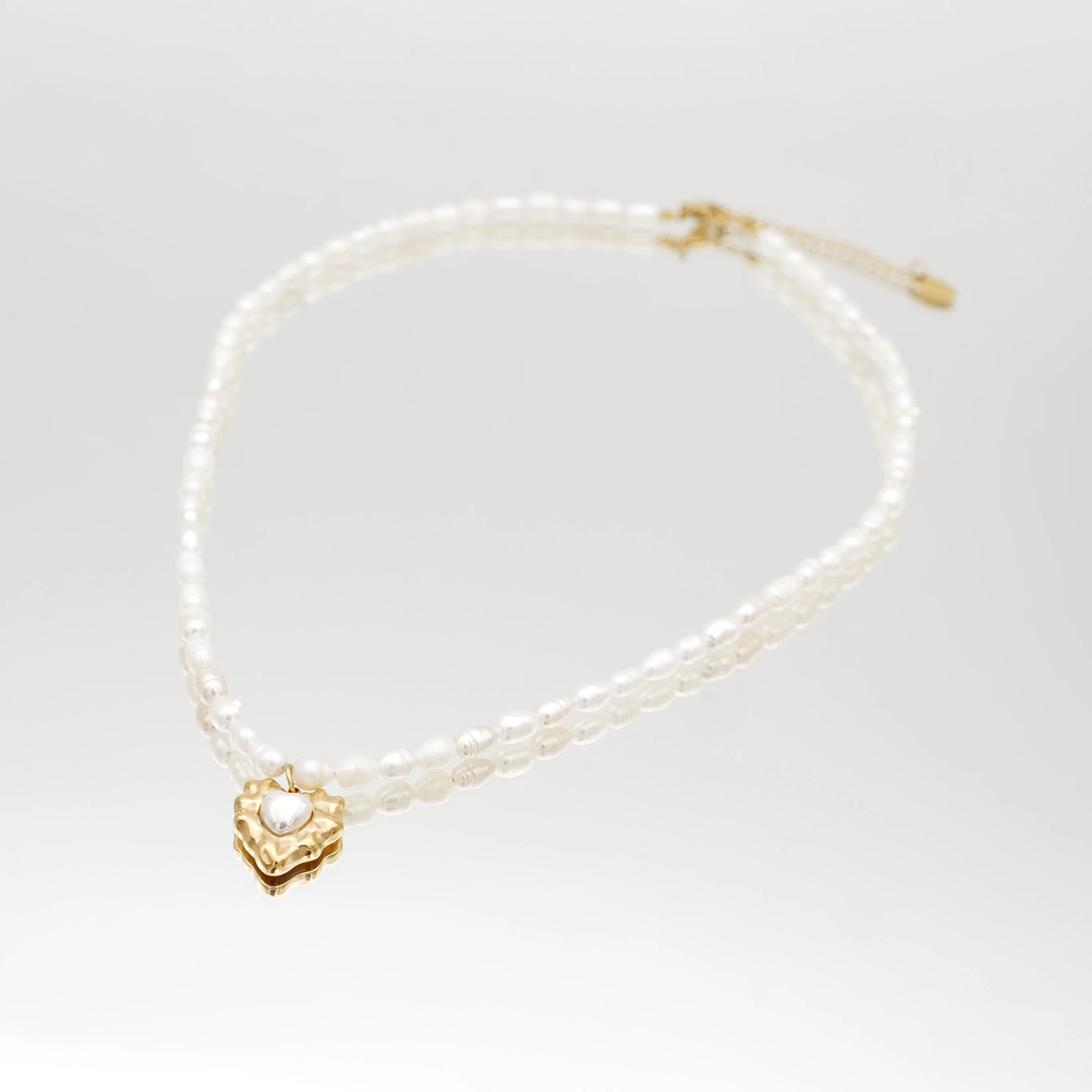 Amber Pearl Heart Necklace - Image 5