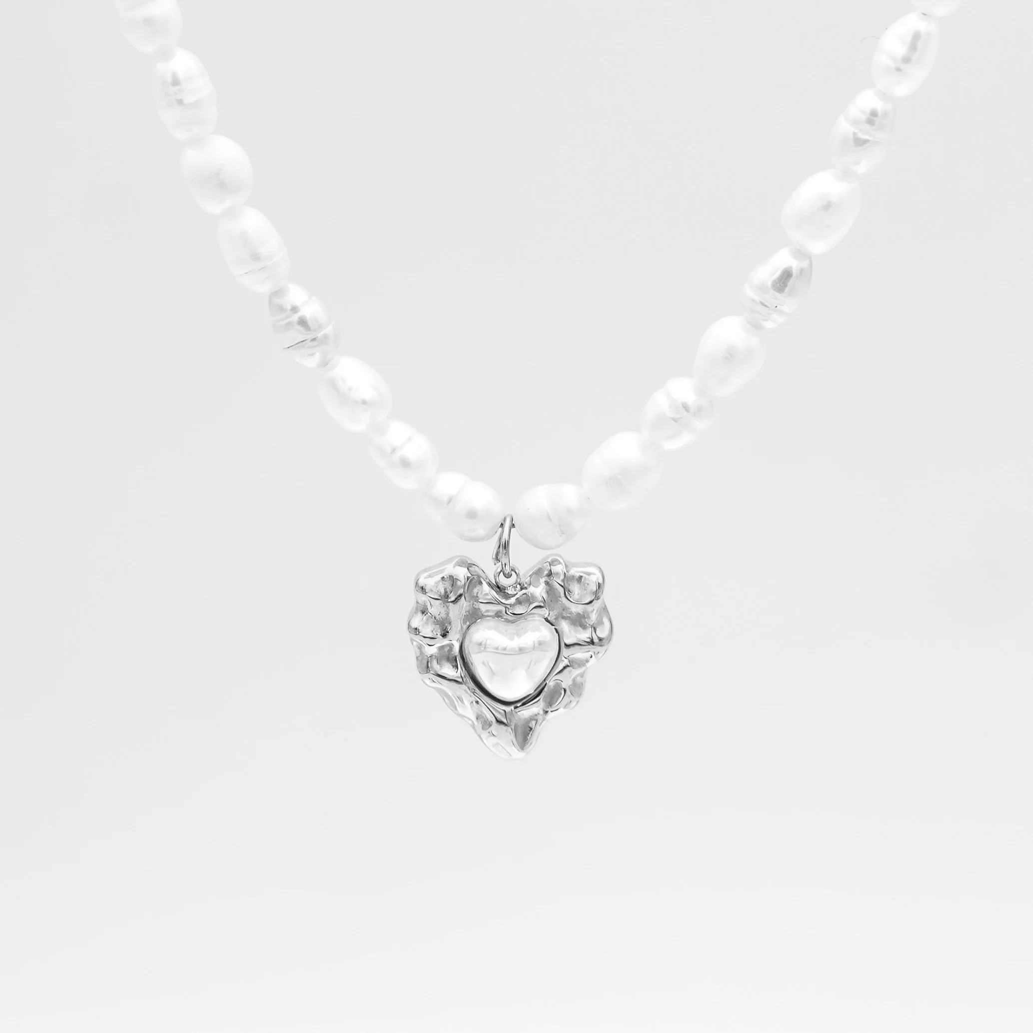 Amber Pearl Heart Necklace - Image 8