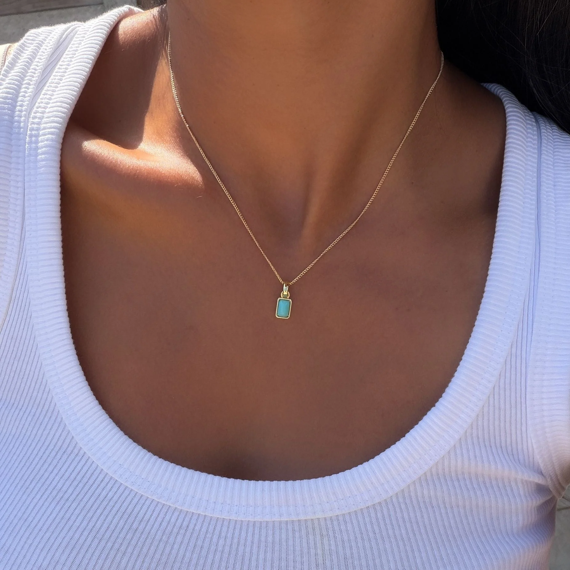 Emerald Cut Birthstone Necklace - Image 5