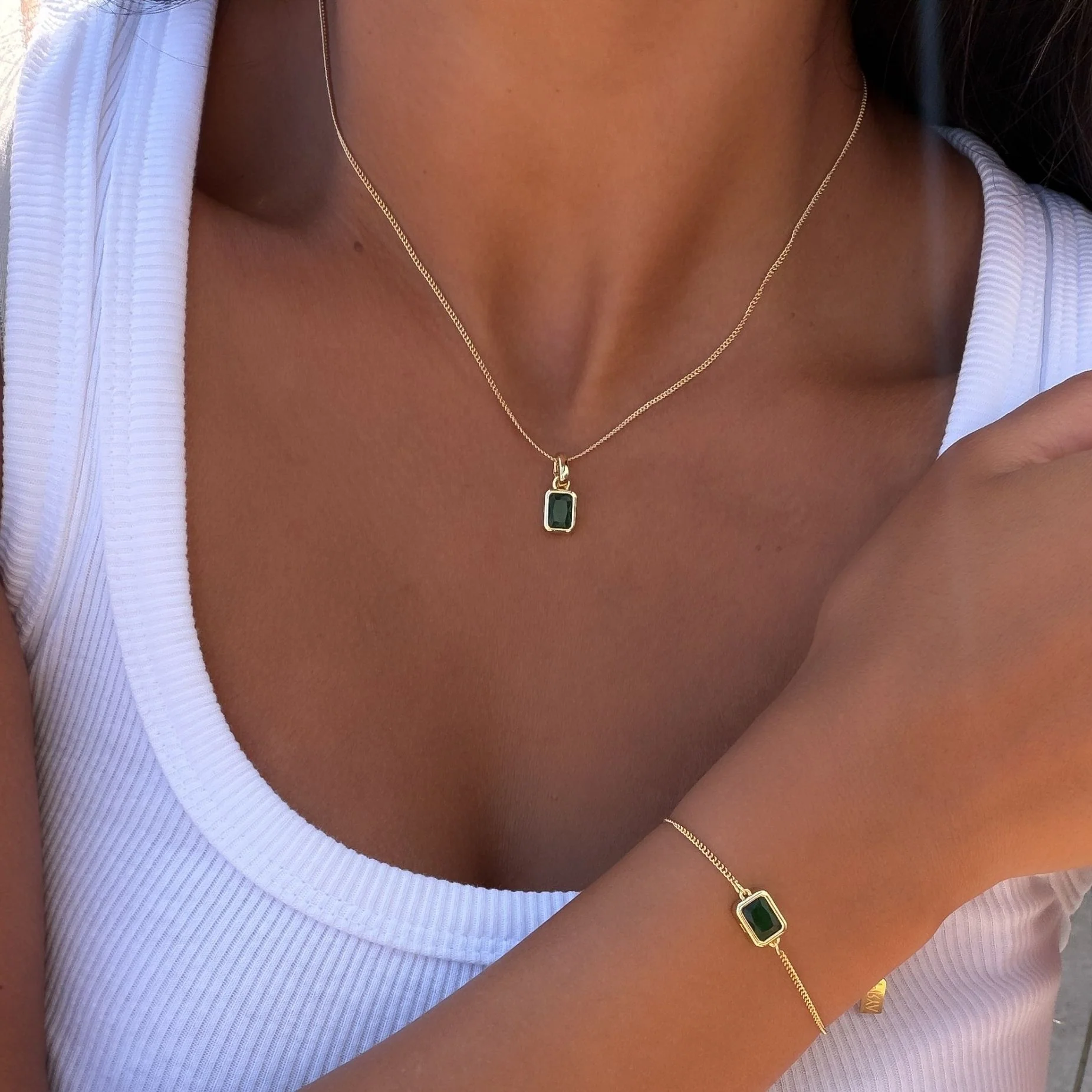 Emerald Cut Birthstone Necklace - Image 6