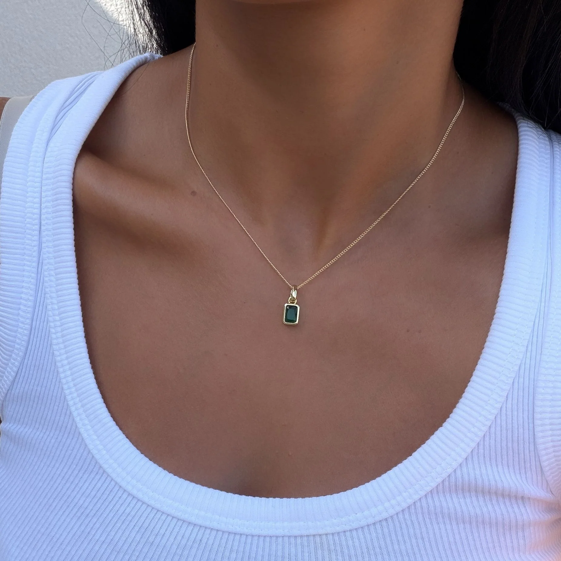 Emerald Cut Birthstone Necklace - Image 9
