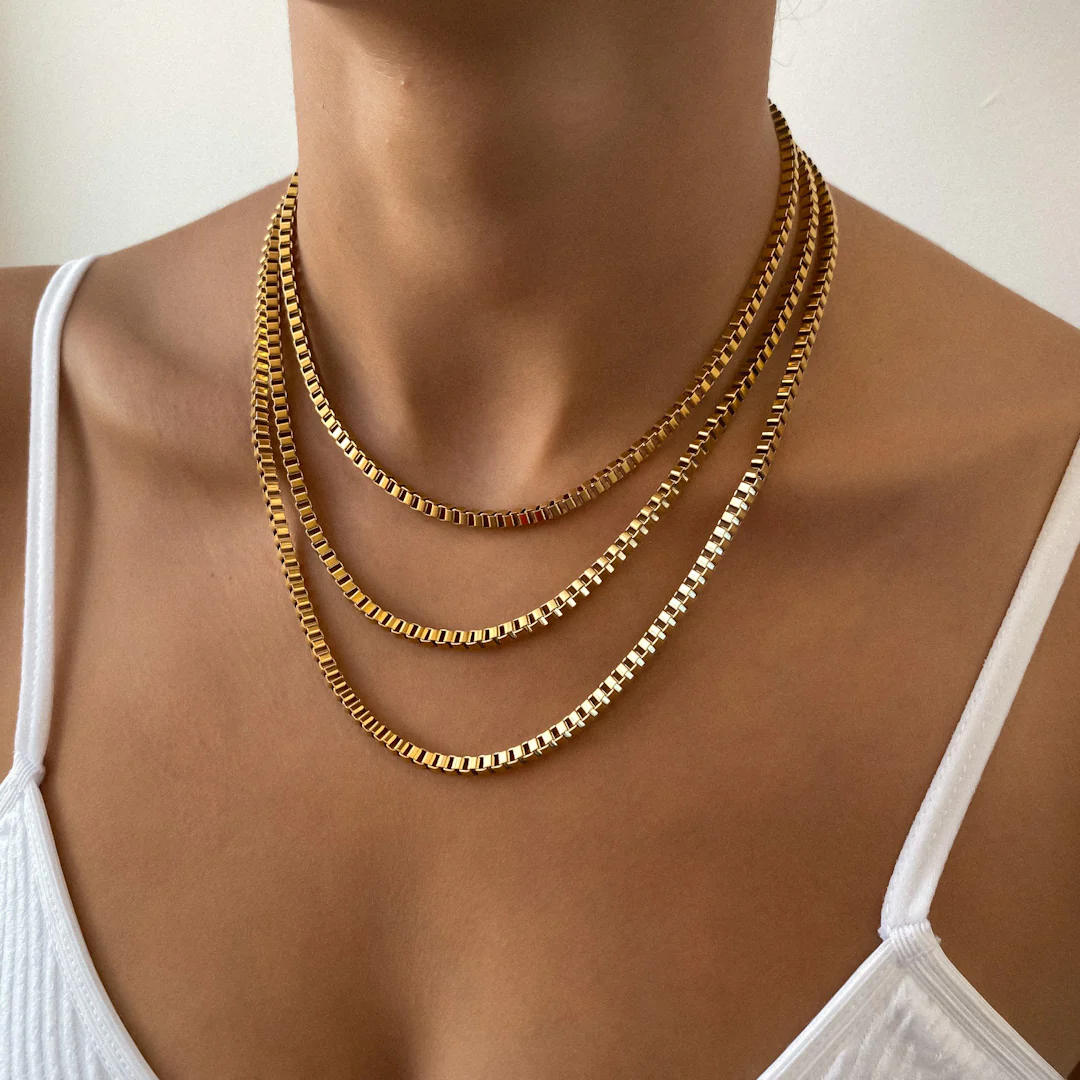 Box Chain Necklace | Gold - Image 11