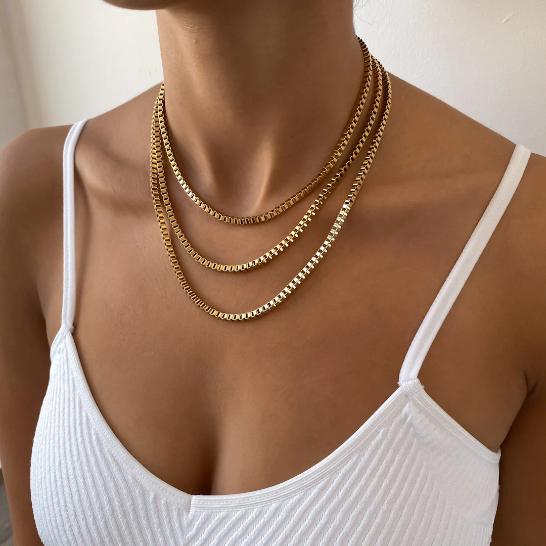 Box Chain Necklace | Gold - Image 6