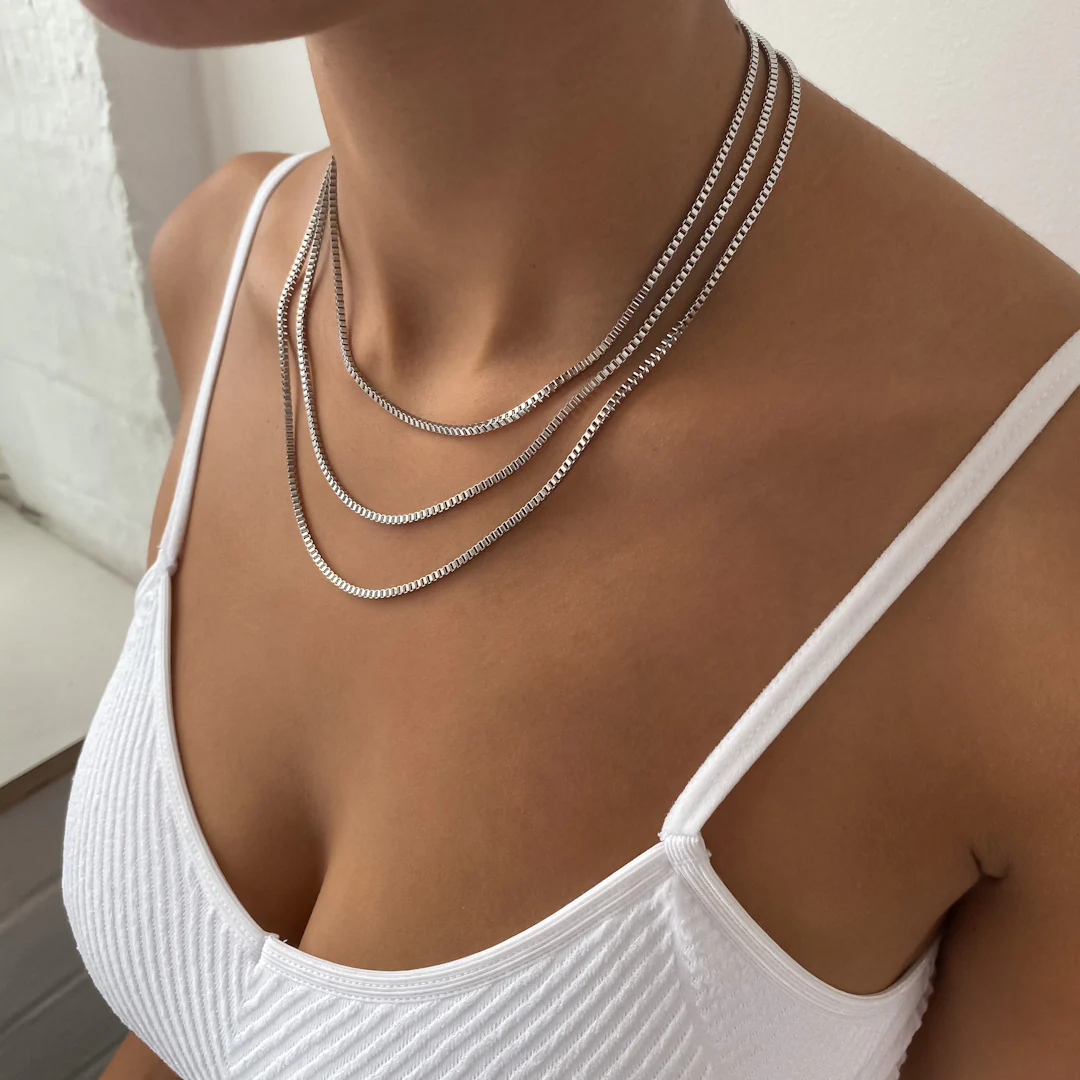 Box Chain Necklace | Silver - Image 7