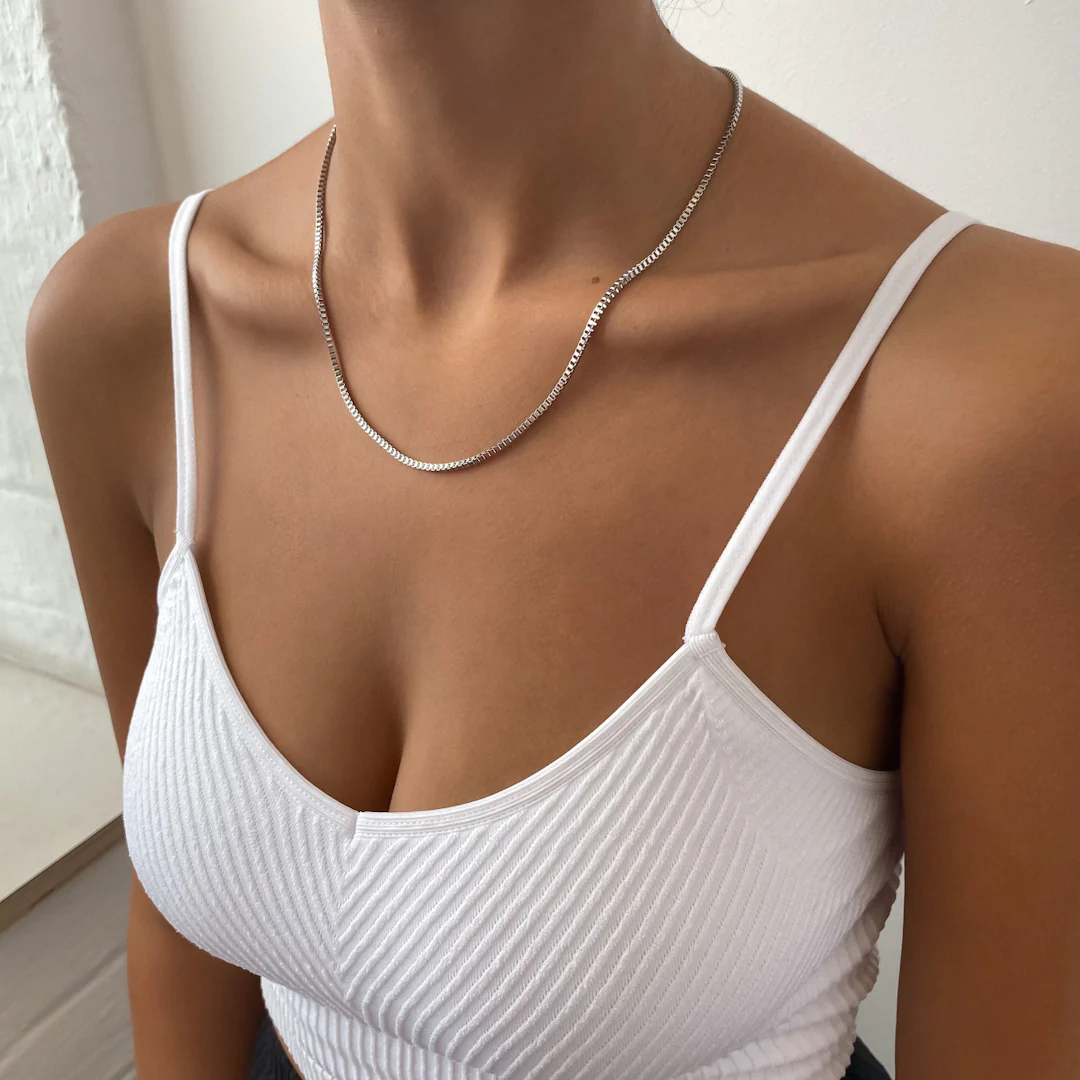Box Chain Necklace | Silver - Image 9