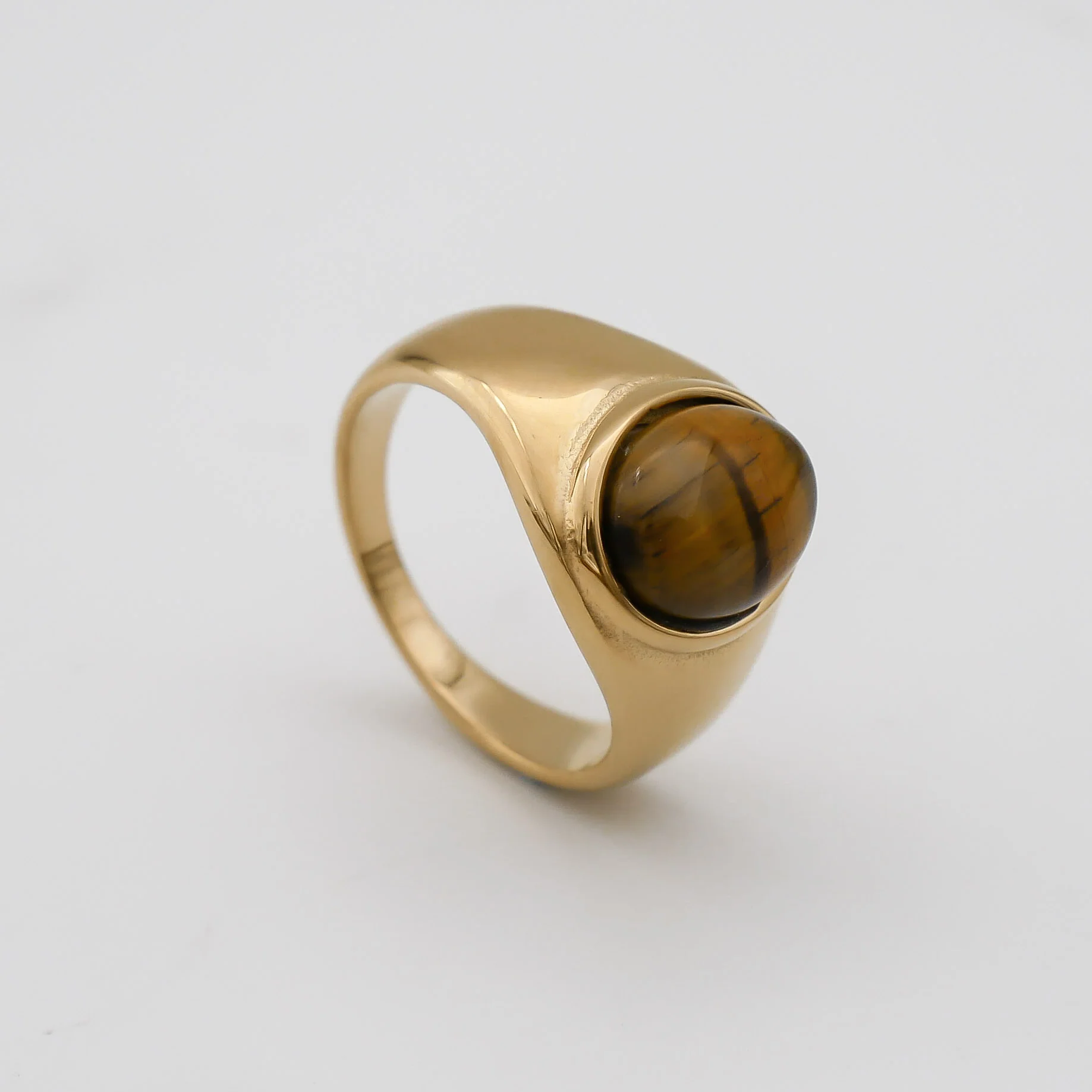 Amber Tiger Eye Signet Ring - Image 3