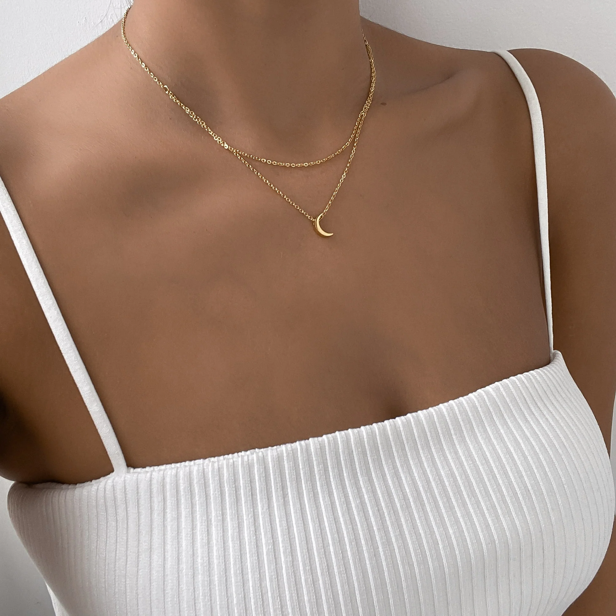 Celine Layered Moon Necklace - Image 2