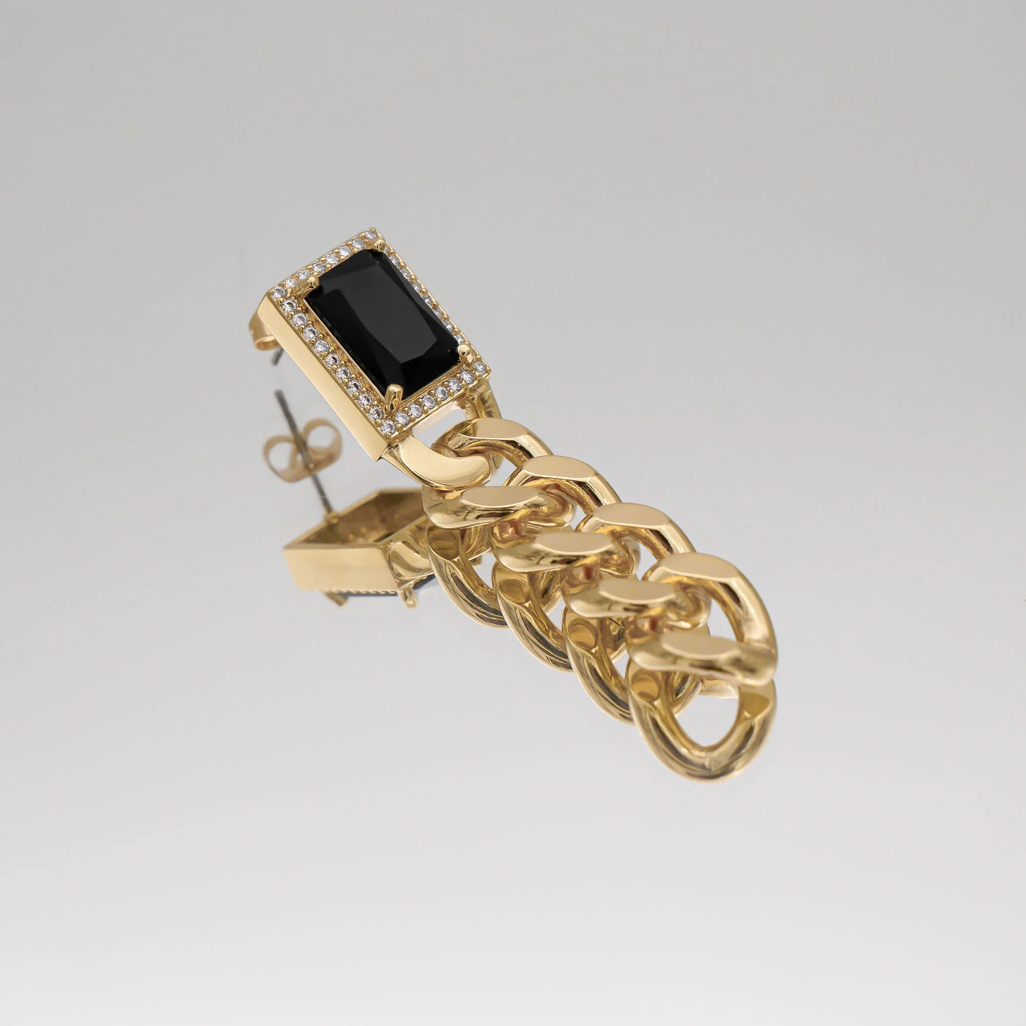 Diana Onyx Tablet Chain Earrings - Image 2