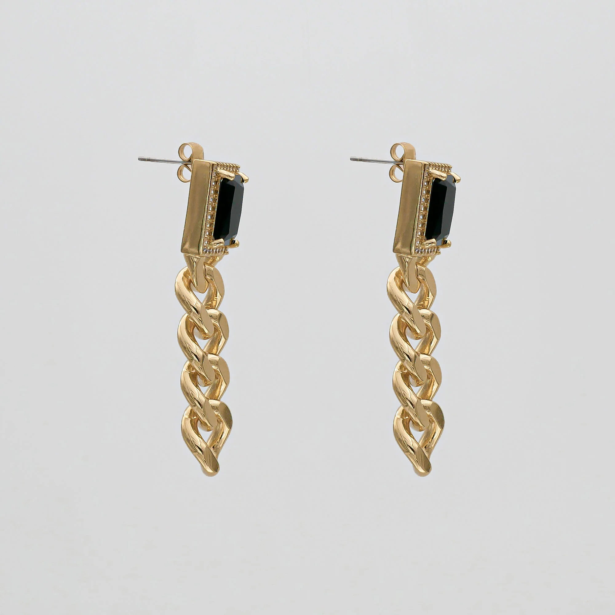 Diana Onyx Tablet Chain Earrings - Image 3