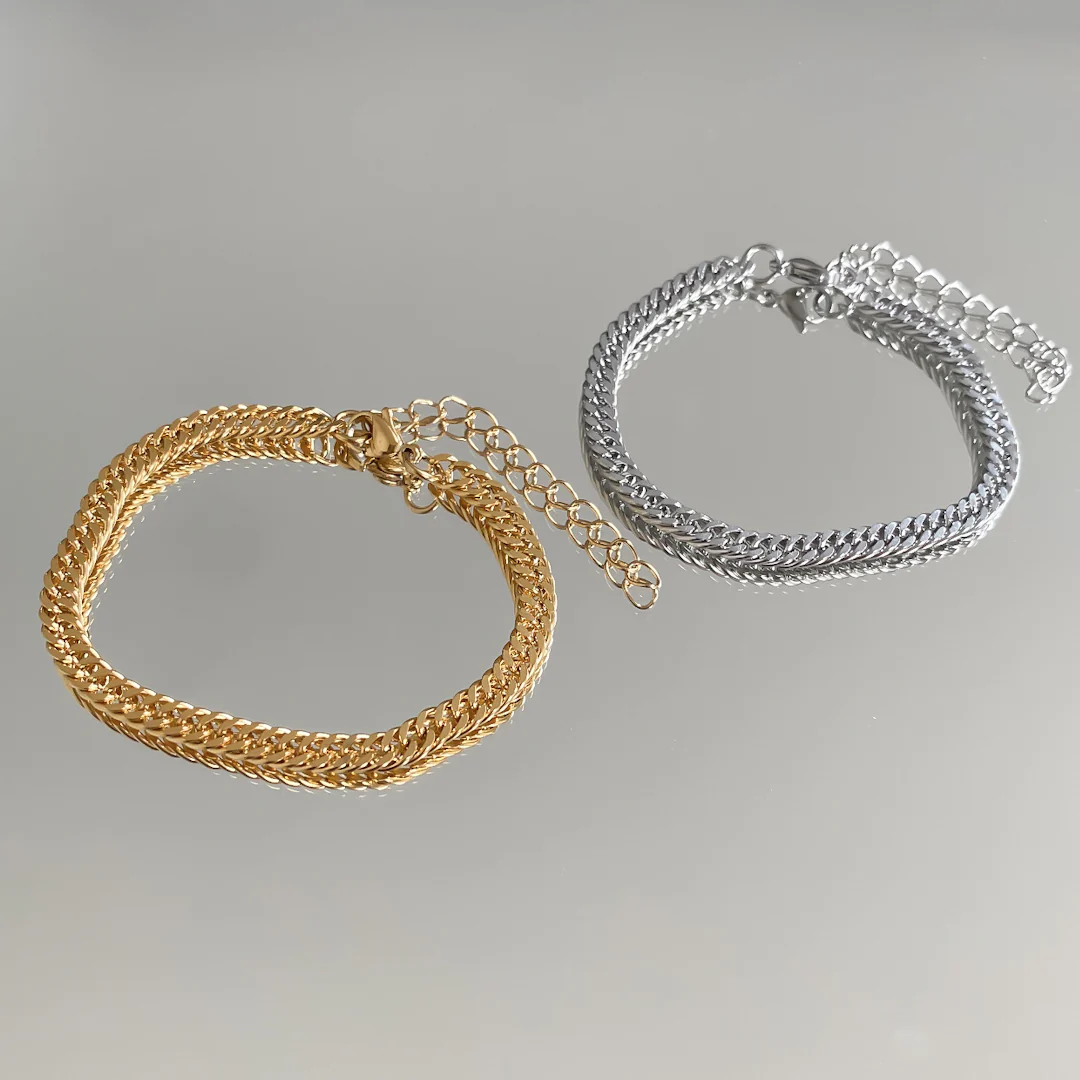 Double Link Curb Anklet | Silver - Image 3