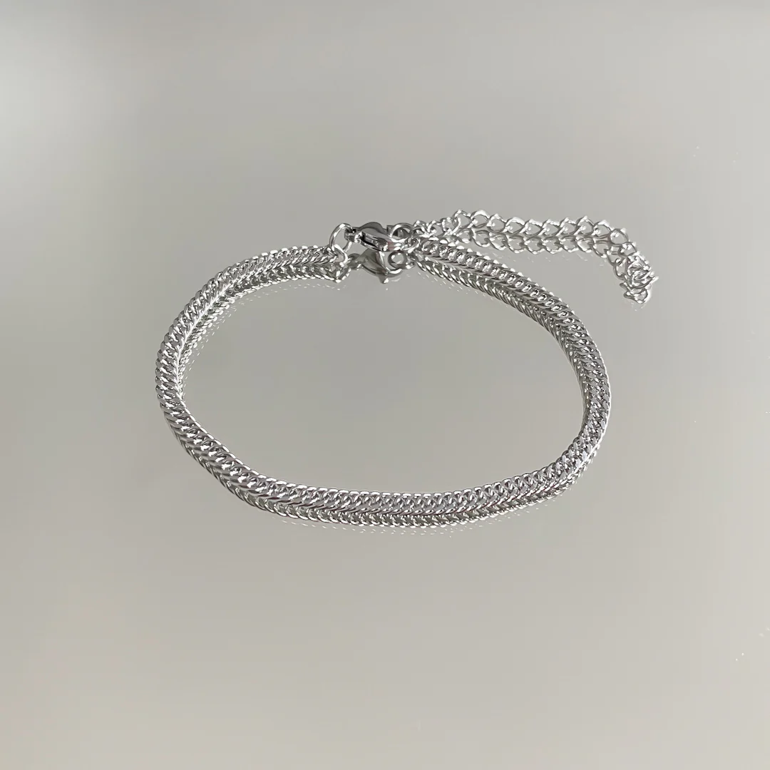 Double Link Curb Anklet | Silver - Image 4