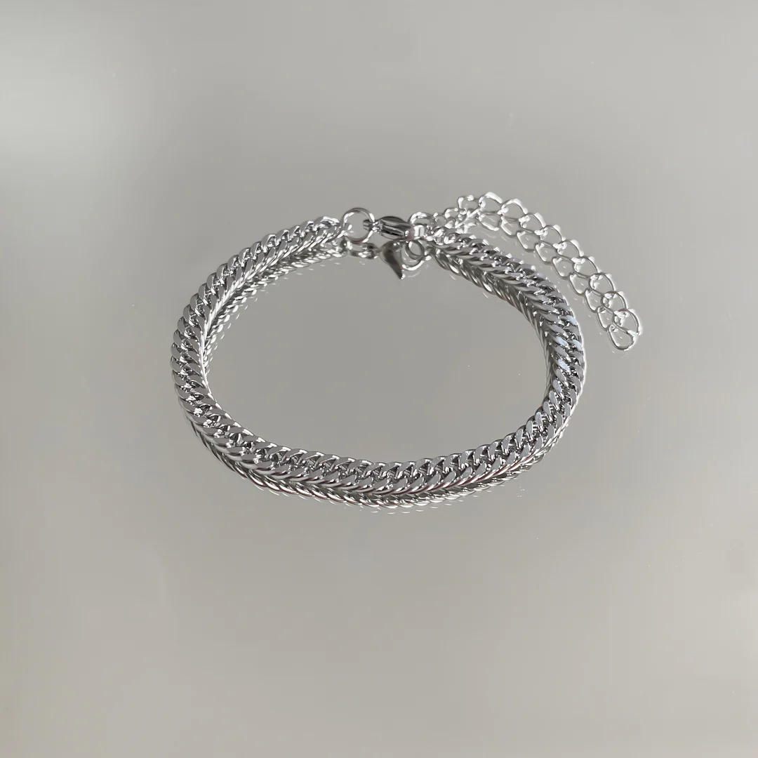 Double Link Curb Anklet | Silver - Image 5