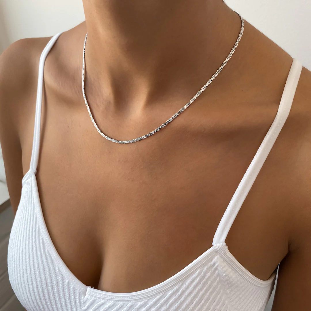 Flat Rope Link Chain | Silver - Image 12