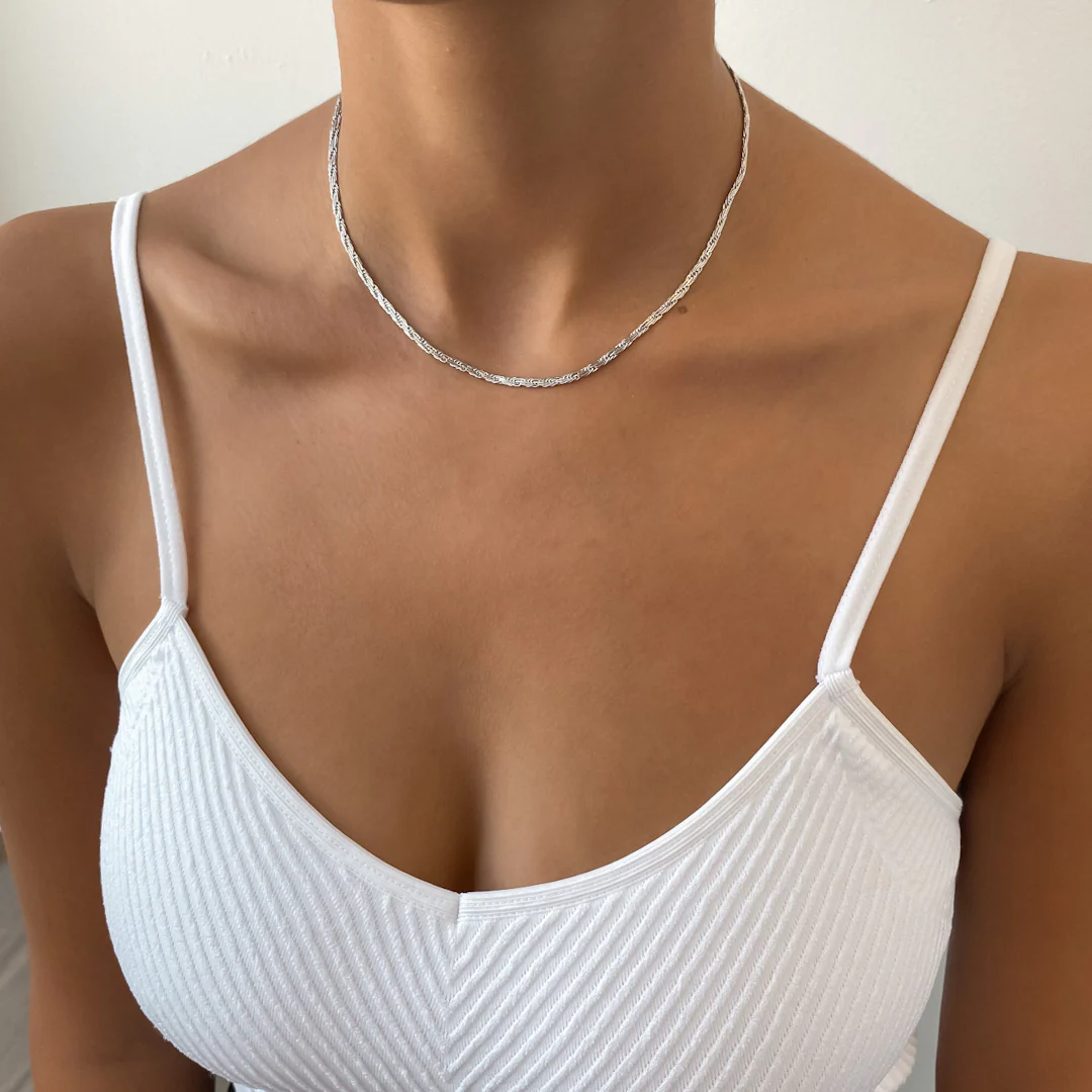 Flat Rope Link Chain | Silver - Image 3