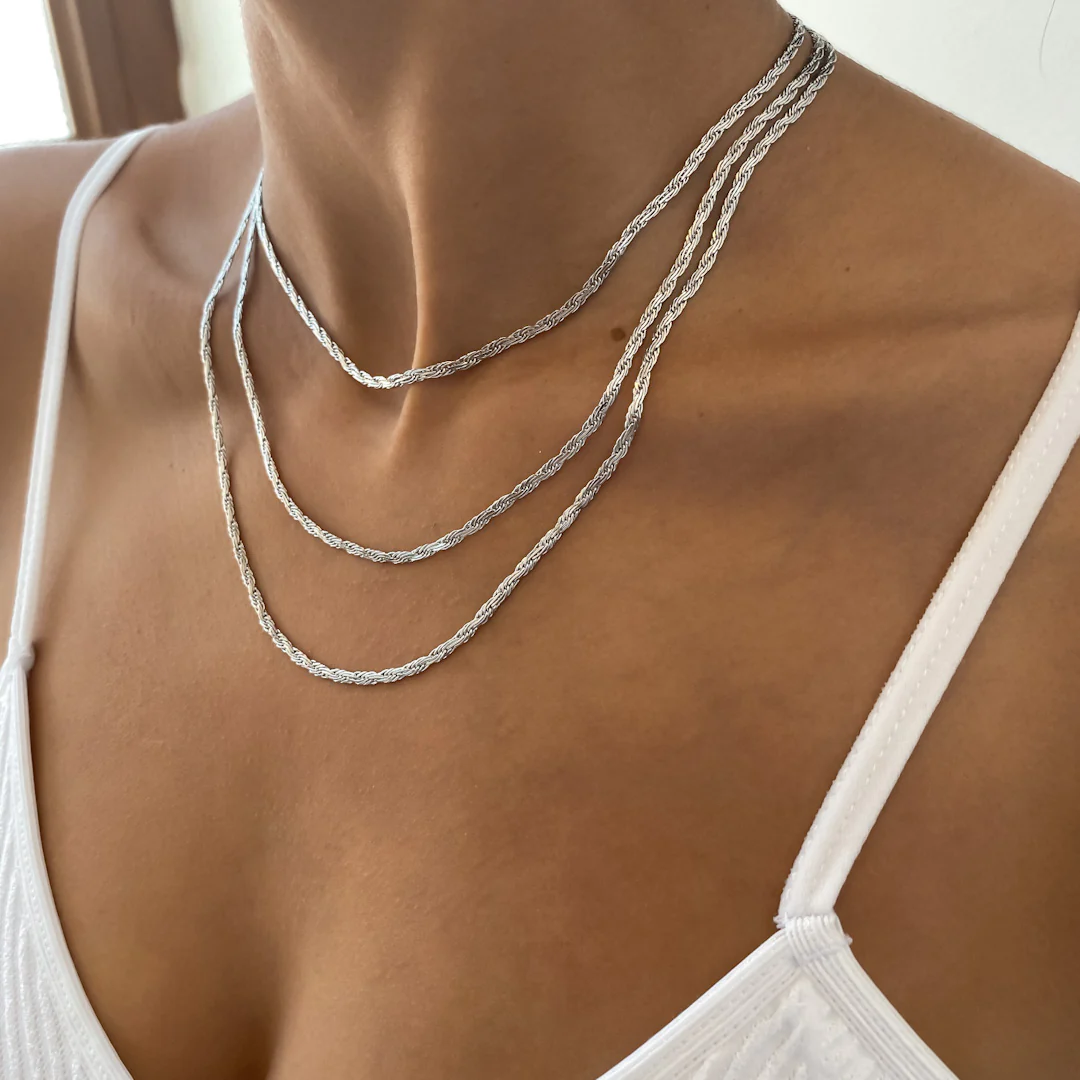 Flat Rope Link Chain | Silver - Image 4
