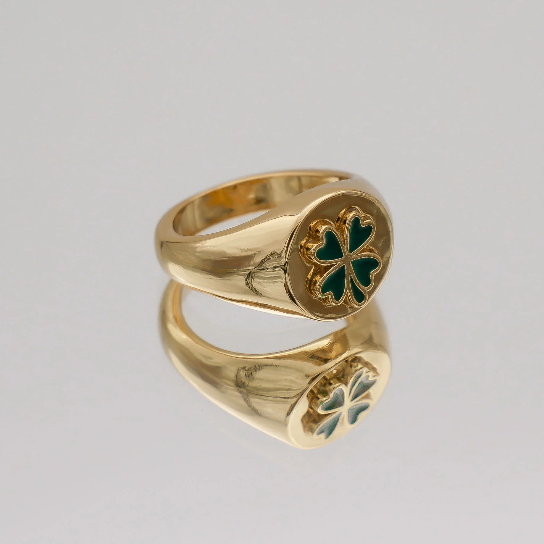 Four Leaf Clover Signet Ring - Image 3