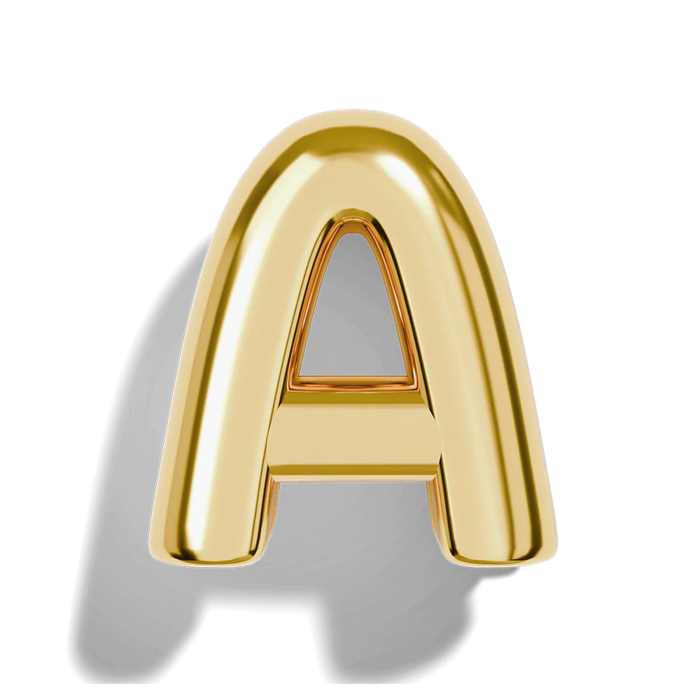 Gold Bubble Letter Charms - Image 3
