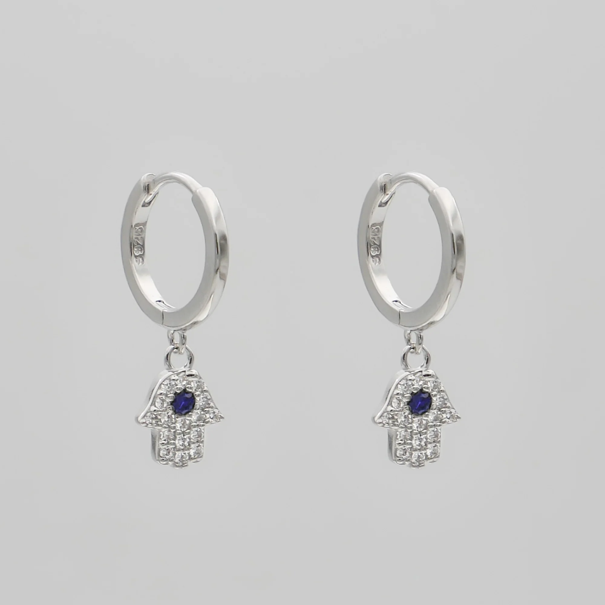 Hand of Hamsa Huggie Earrings - Image 2
