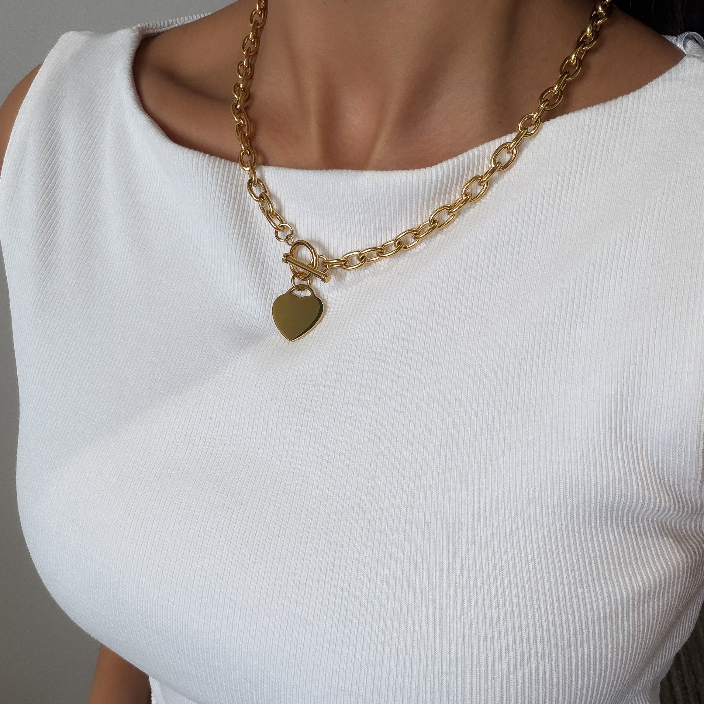 Hayley Heart T-Bar Necklace - Image 3