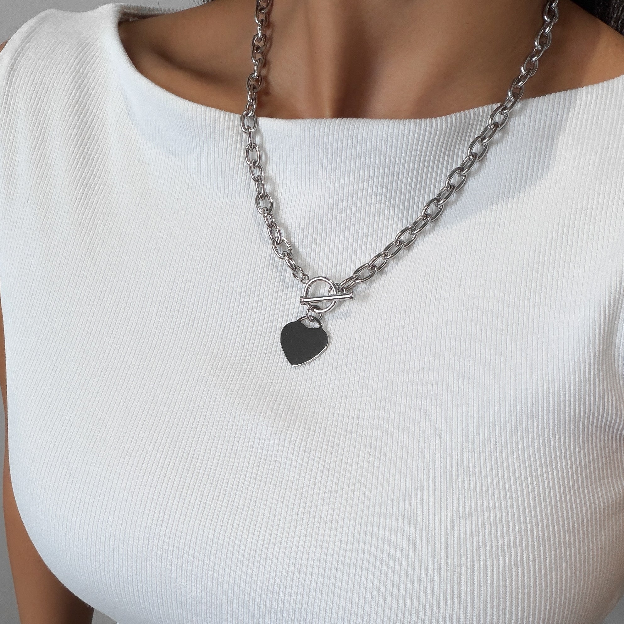 Hayley Heart T-Bar Necklace - Image 5