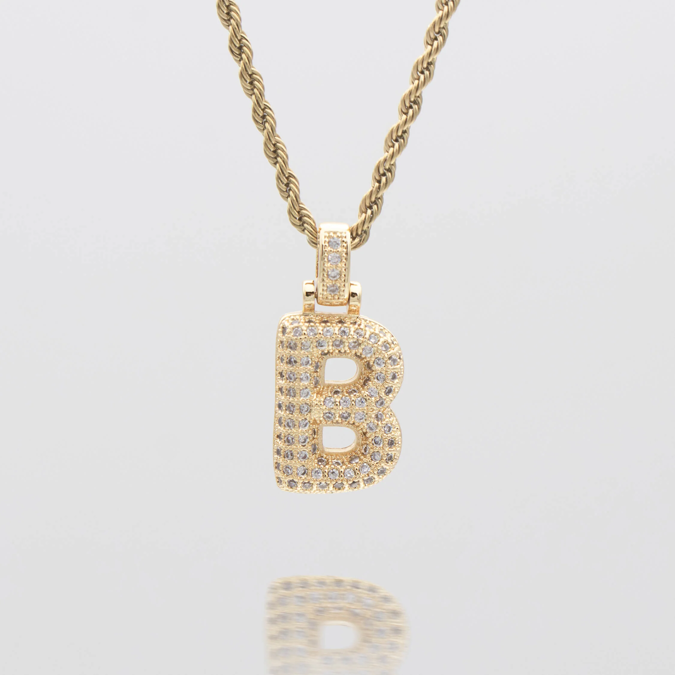 Pave Bubble Letter Initial Necklace - Image 10