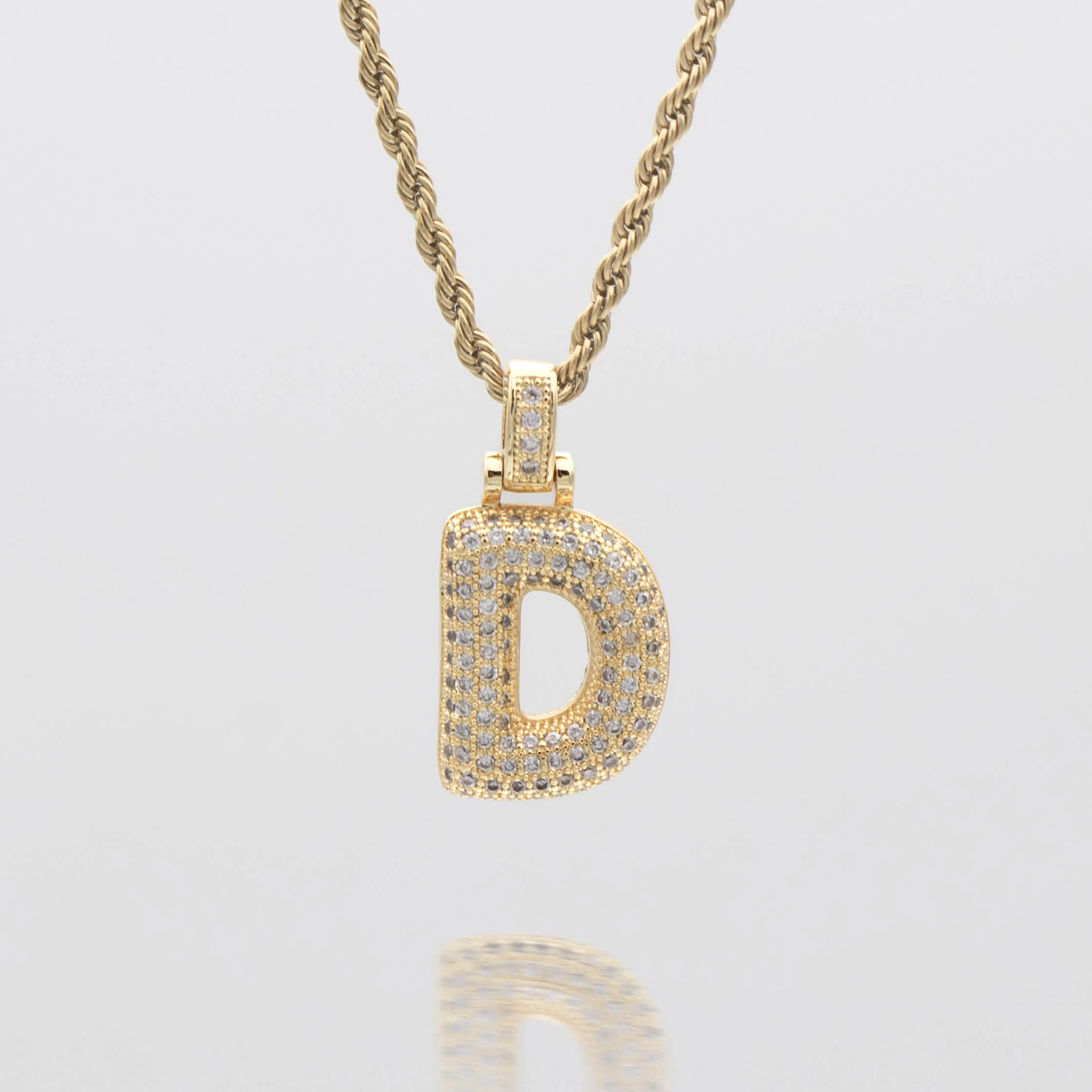 Pave Bubble Letter Initial Necklace - Image 12