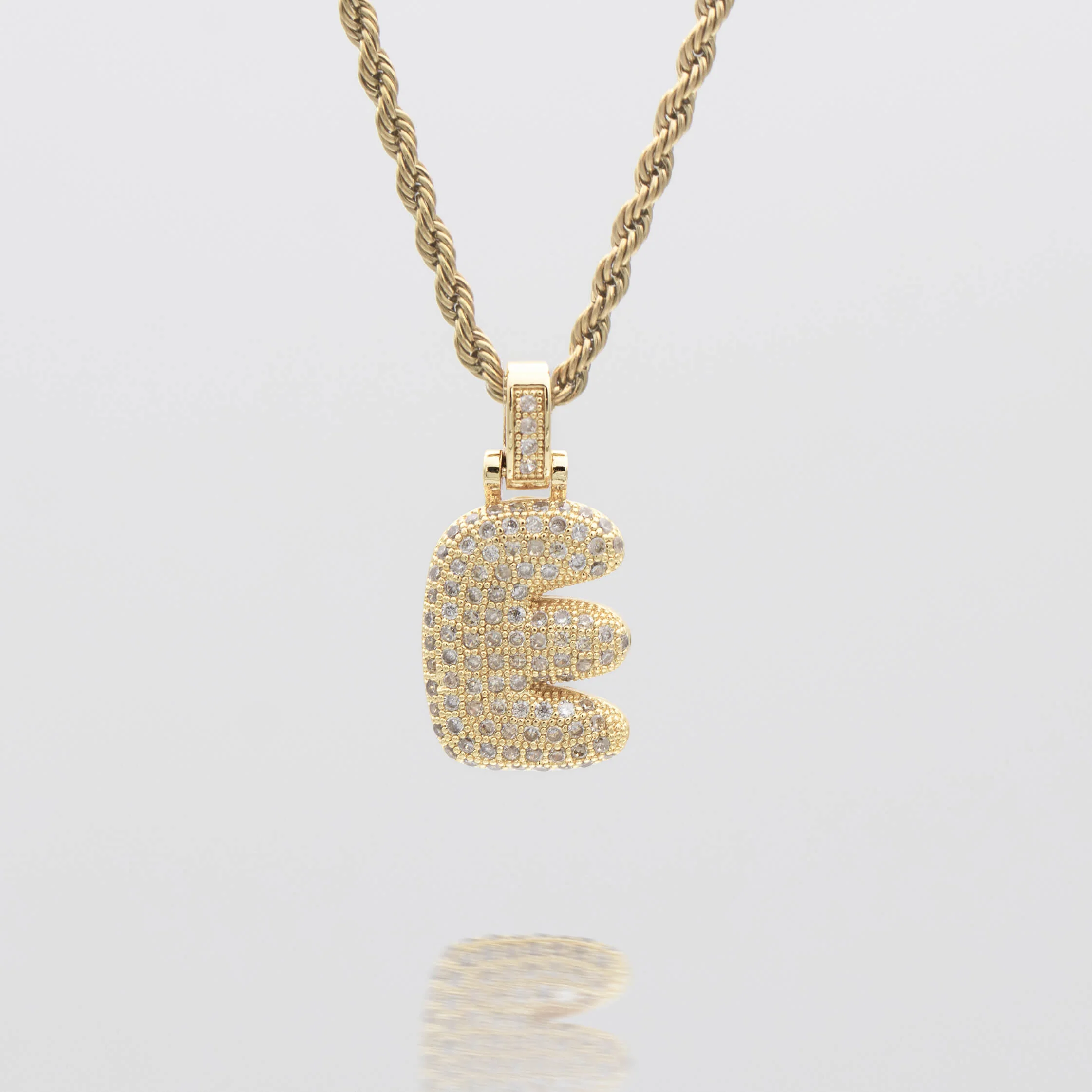 Pave Bubble Letter Initial Necklace - Image 13