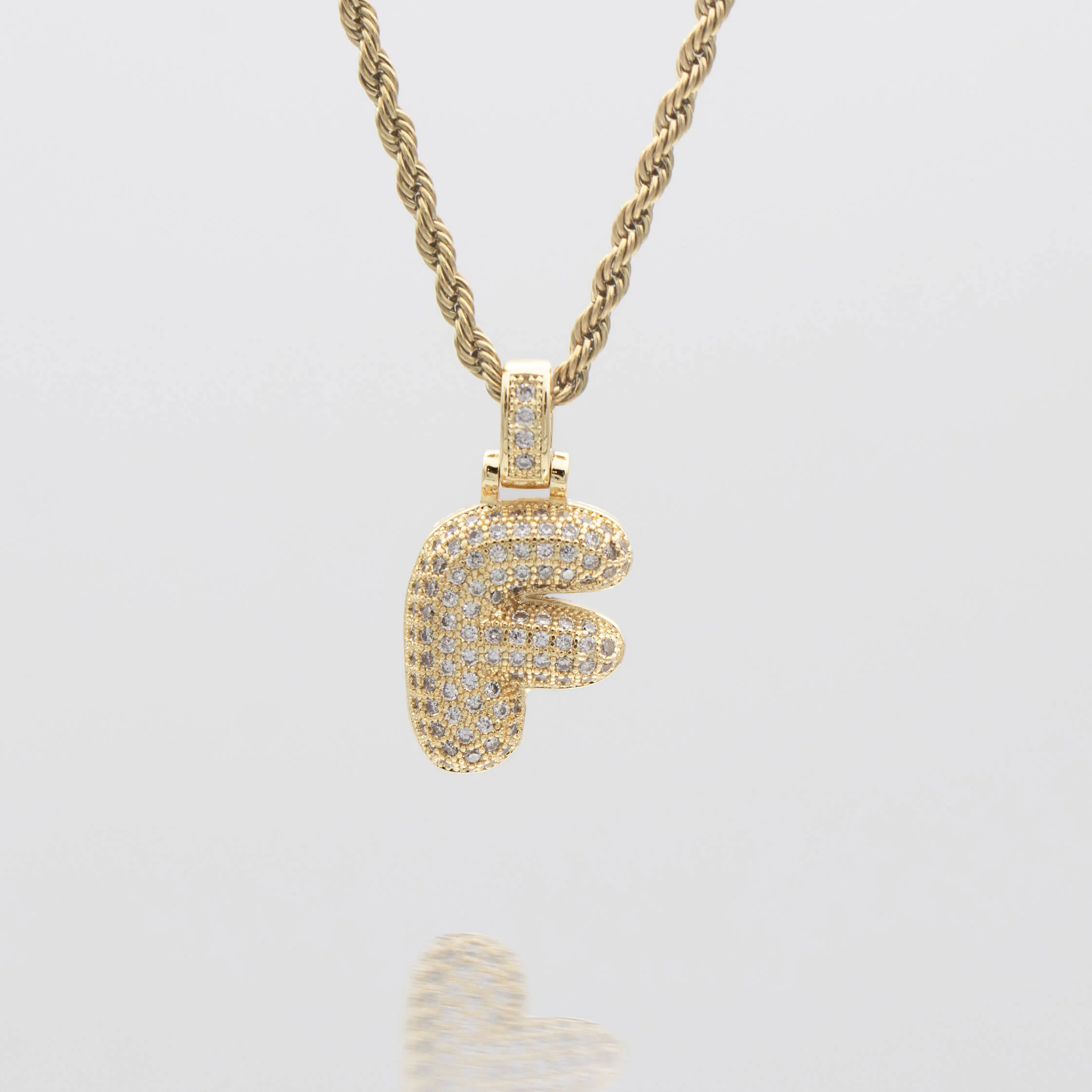 Pave Bubble Letter Initial Necklace - Image 14