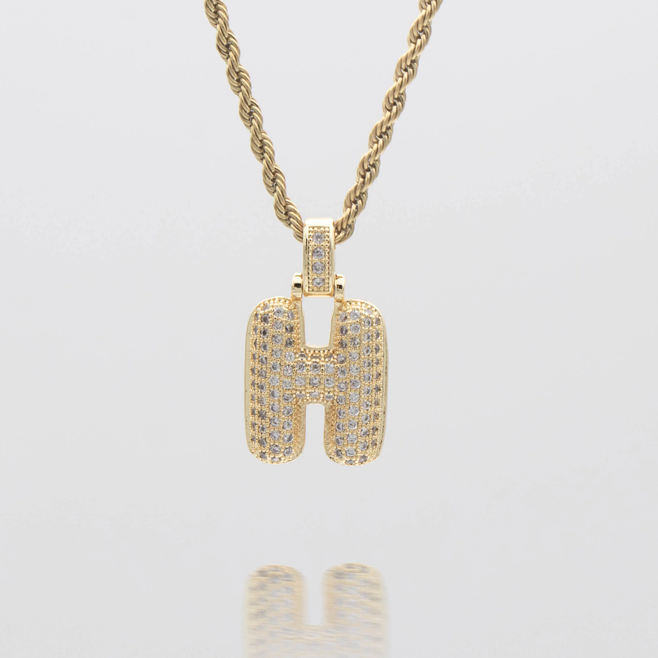 Pave Bubble Letter Initial Necklace - Image 16