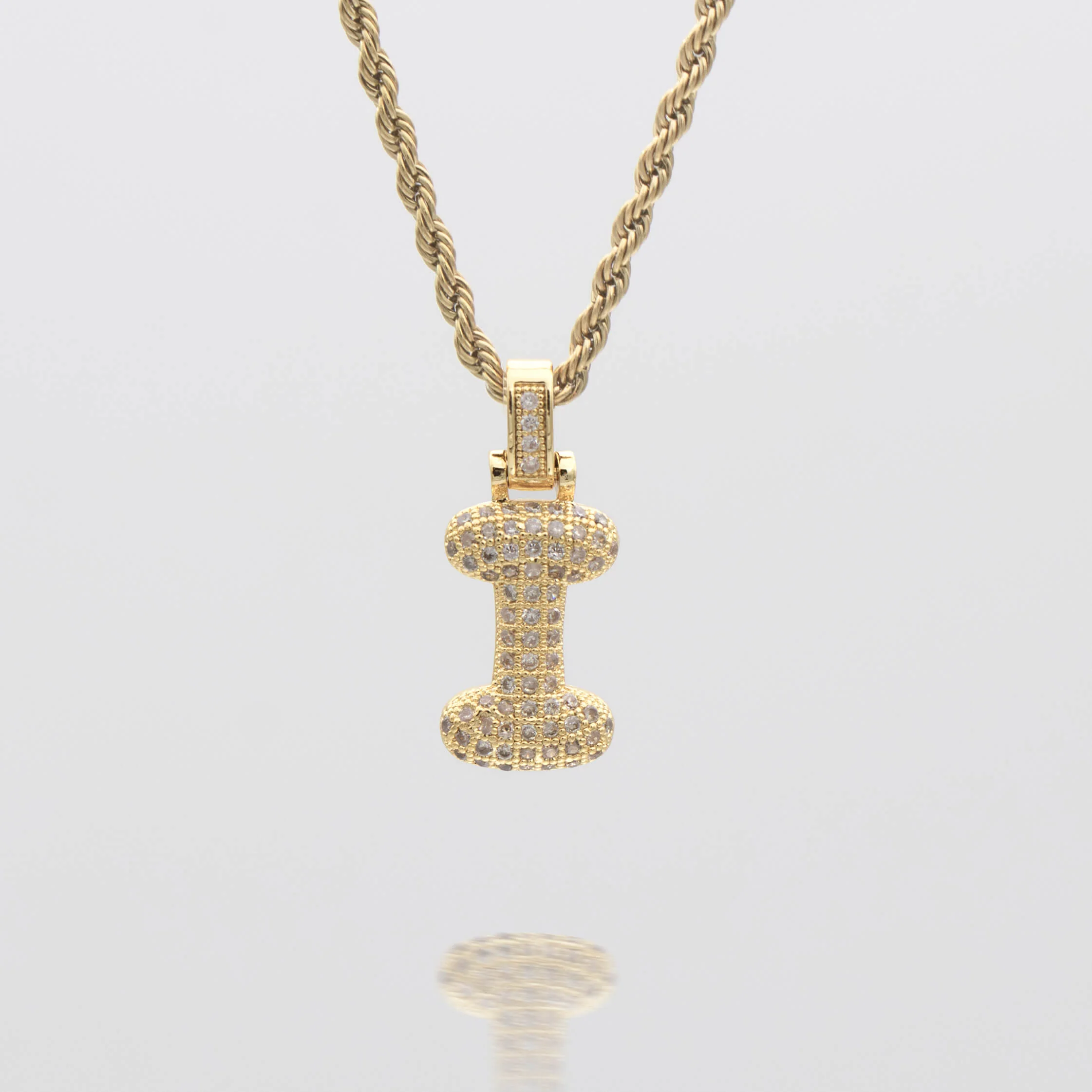 Pave Bubble Letter Initial Necklace - Image 17