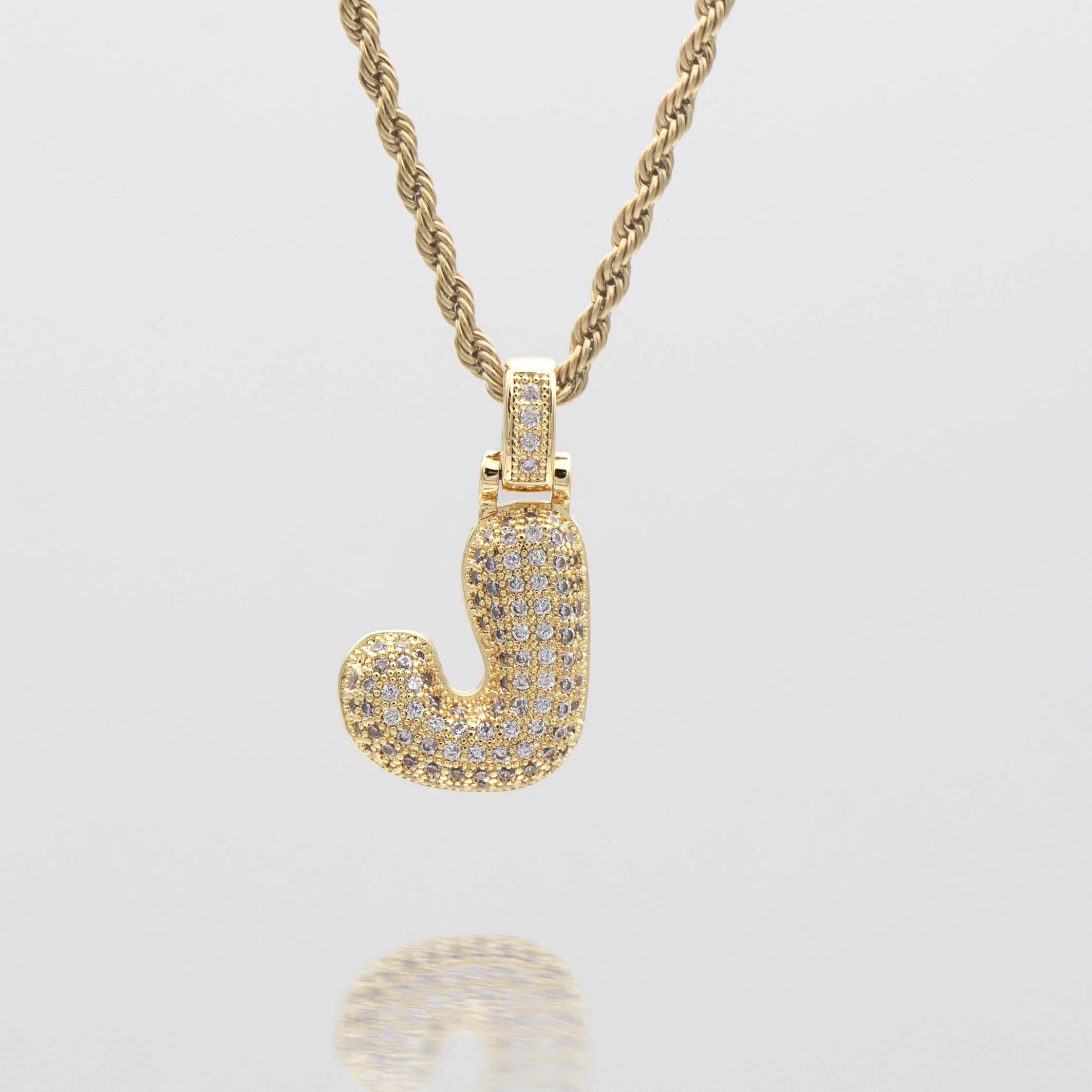 Pave Bubble Letter Initial Necklace - Image 18