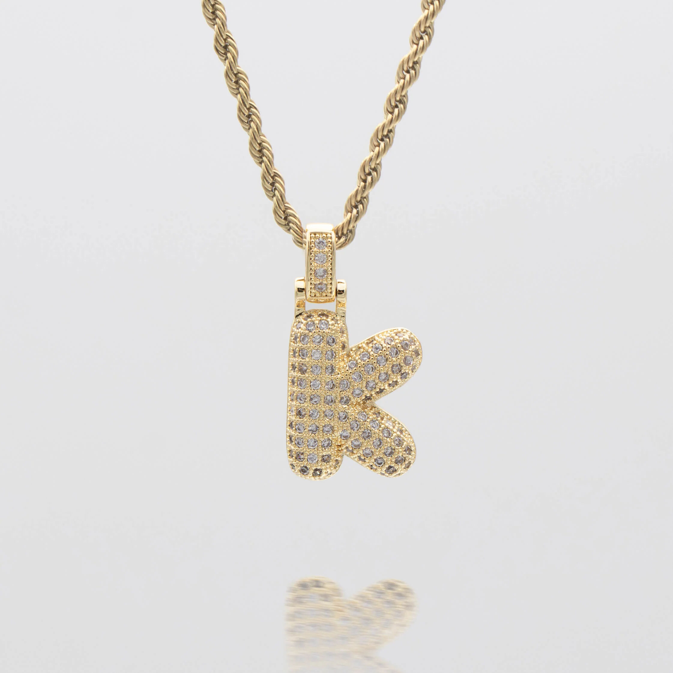 Pave Bubble Letter Initial Necklace - Image 19