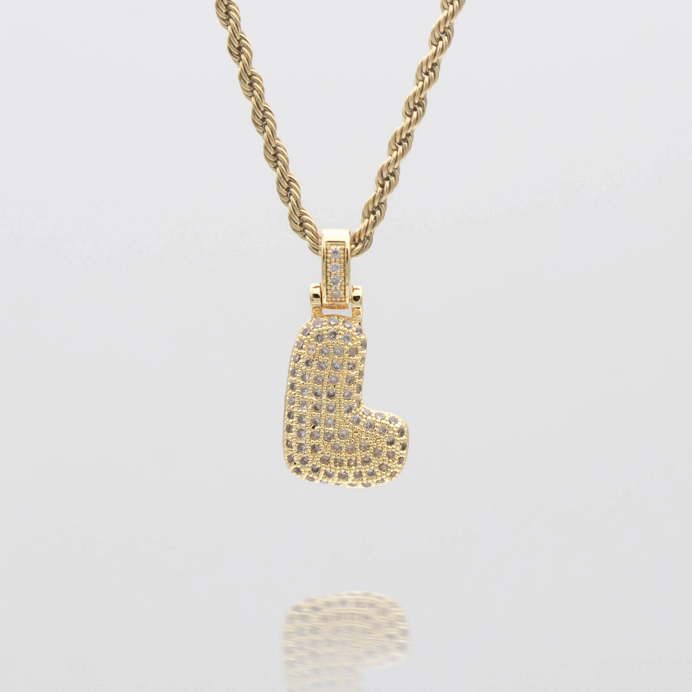 Pave Bubble Letter Initial Necklace - Image 20