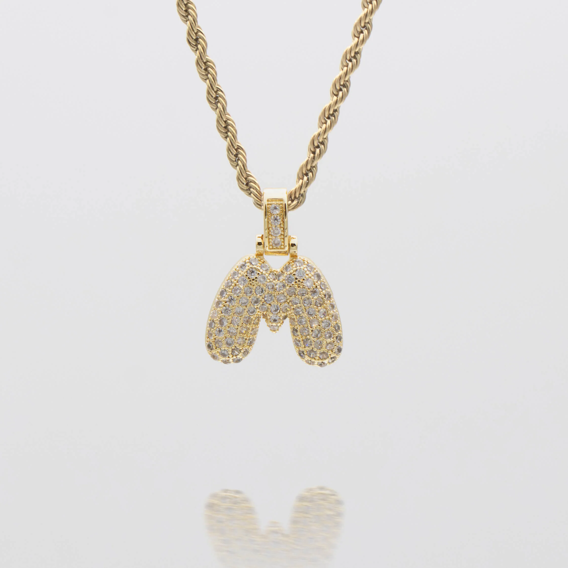 Pave Bubble Letter Initial Necklace - Image 21