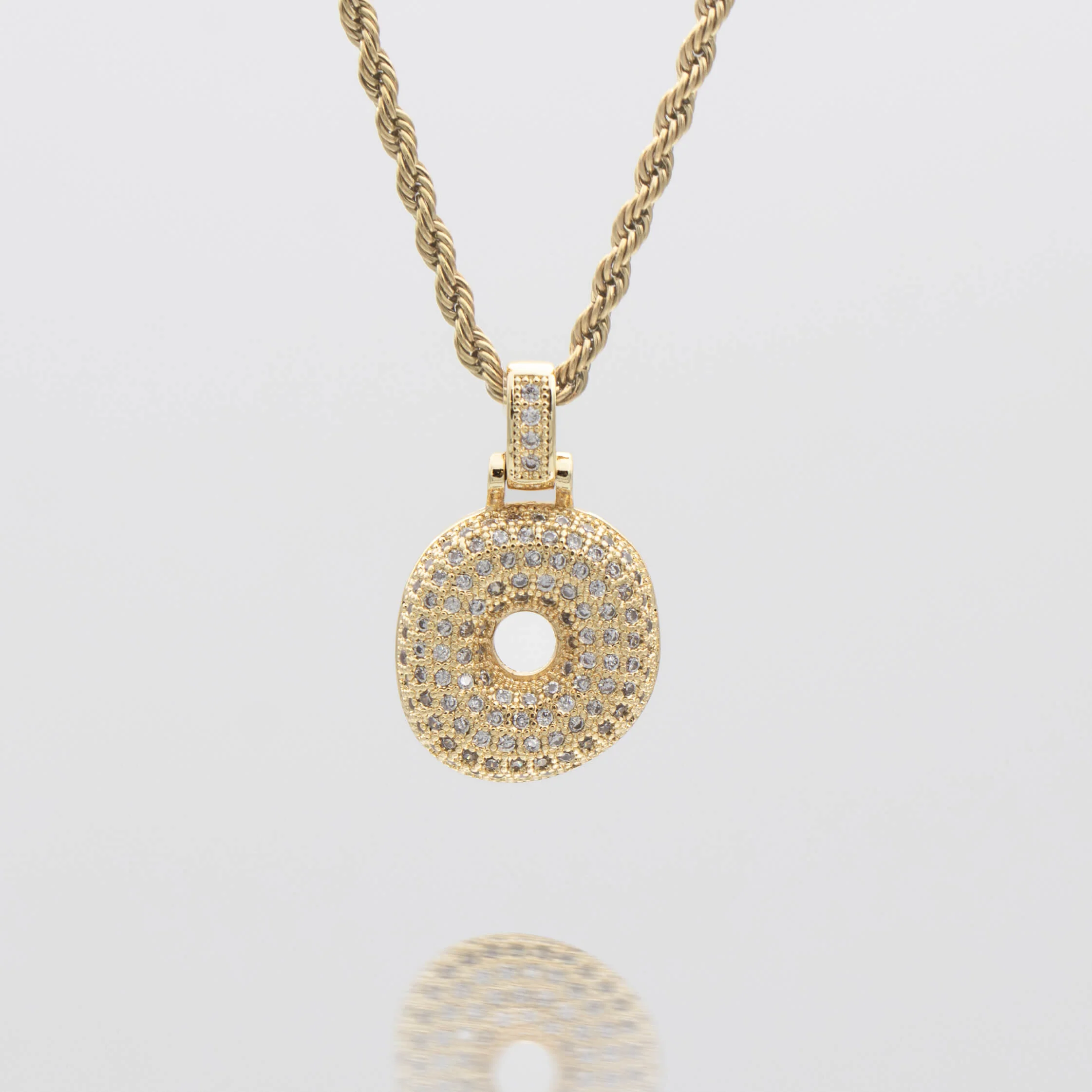 Pave Bubble Letter Initial Necklace - Image 23