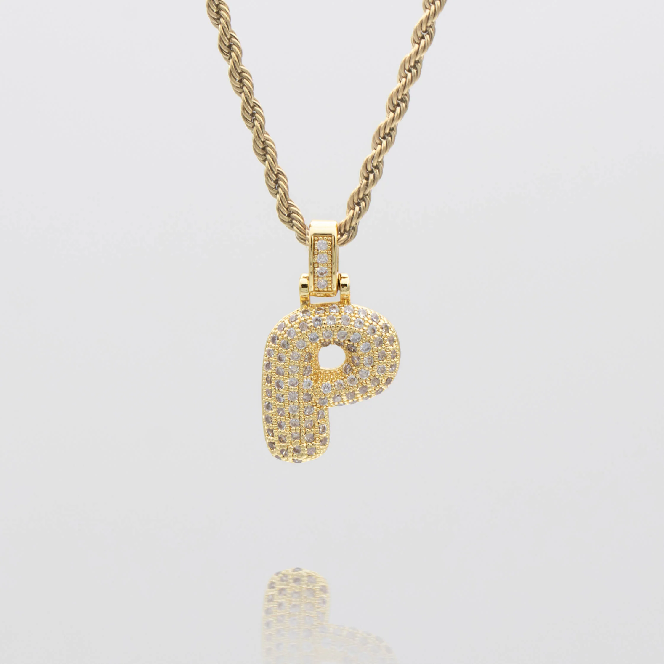 Pave Bubble Letter Initial Necklace - Image 24