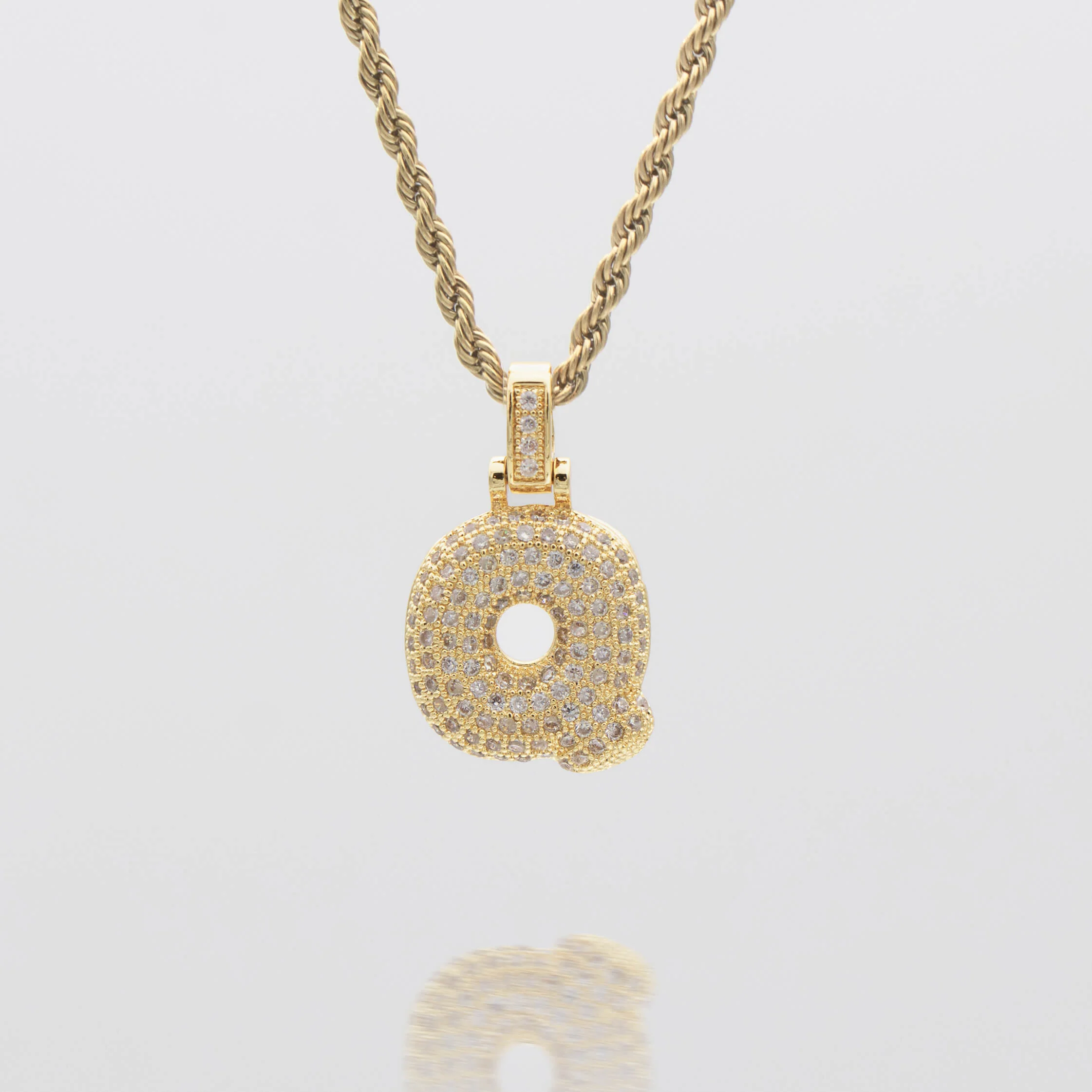 Pave Bubble Letter Initial Necklace - Image 25