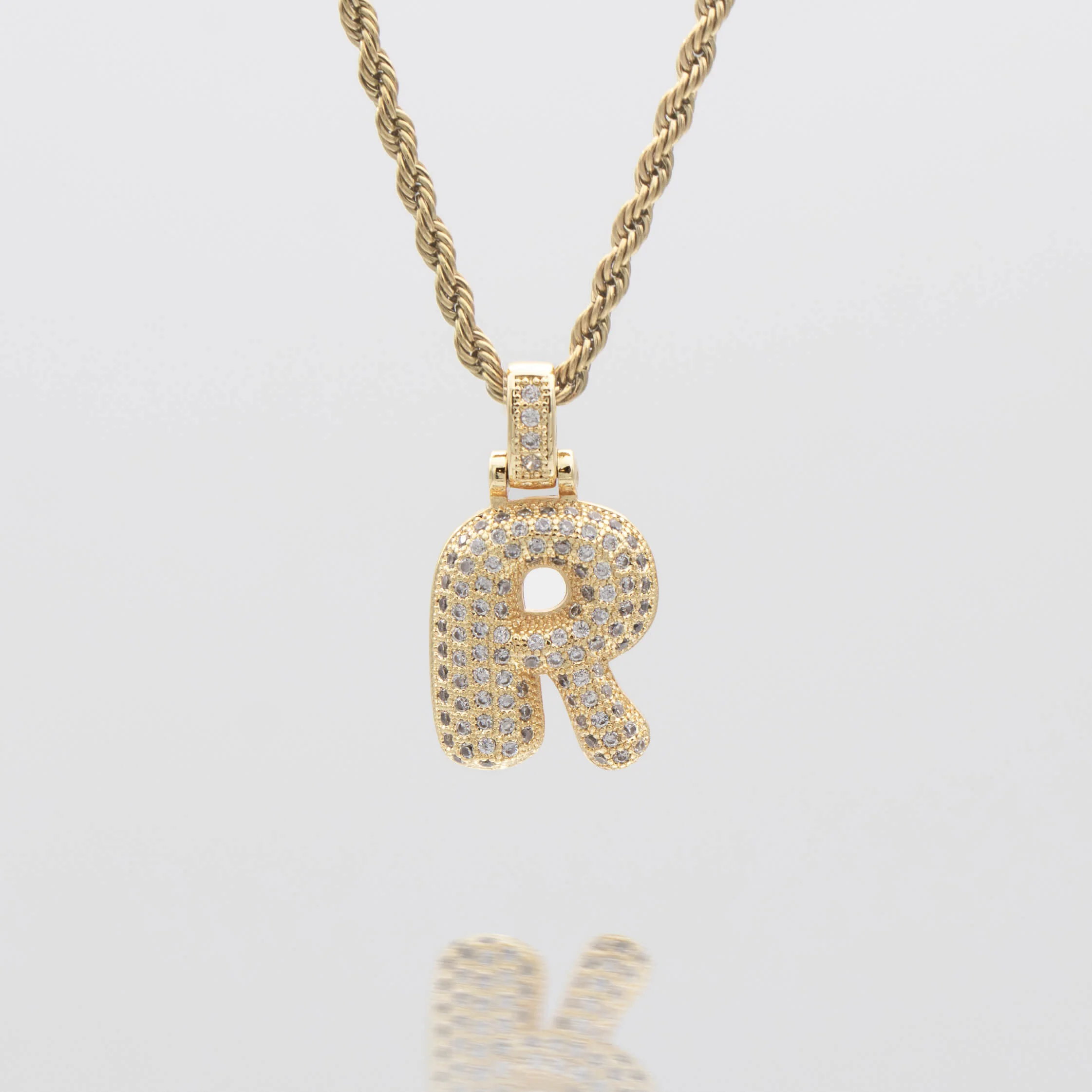 Pave Bubble Letter Initial Necklace - Image 26