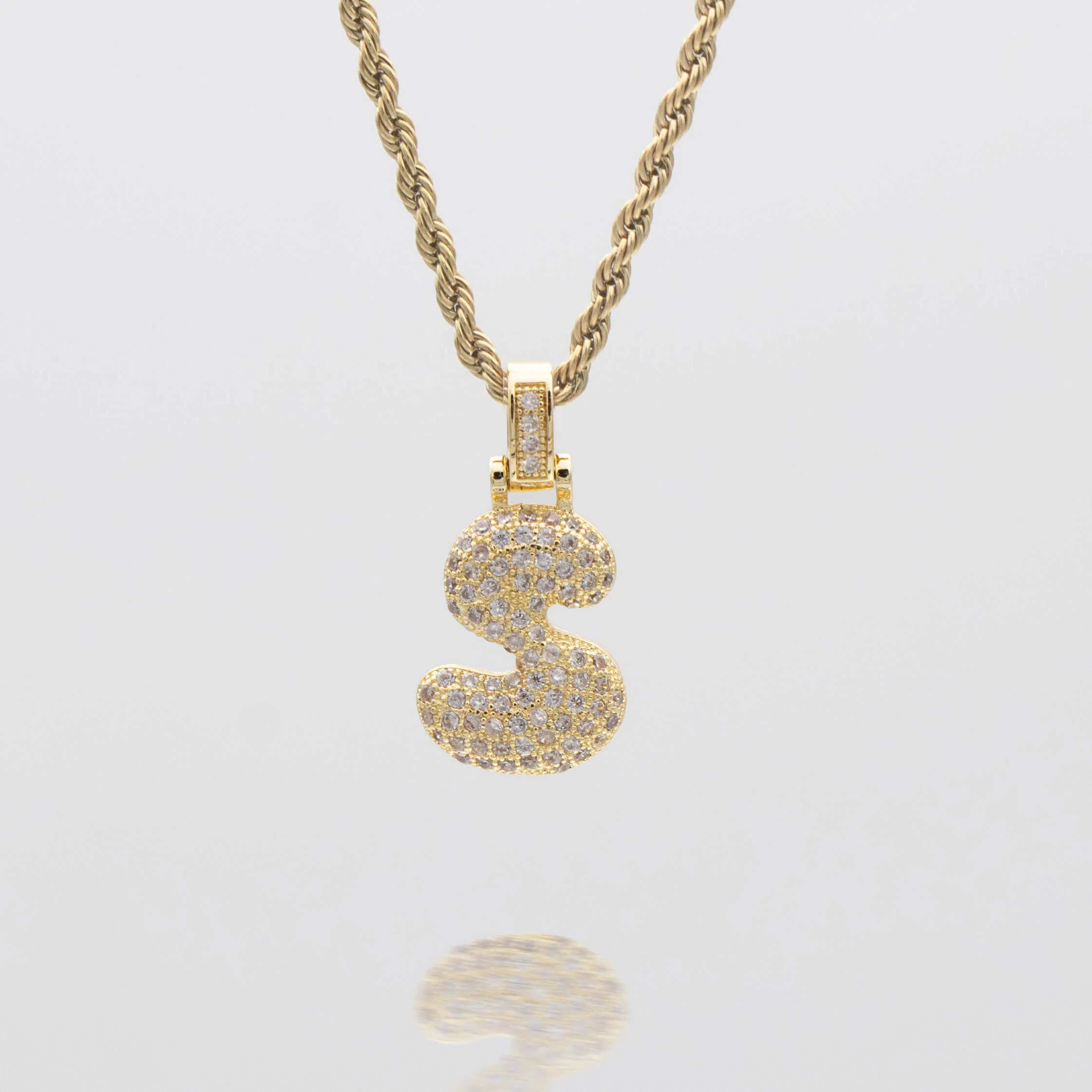 Pave Bubble Letter Initial Necklace - Image 27