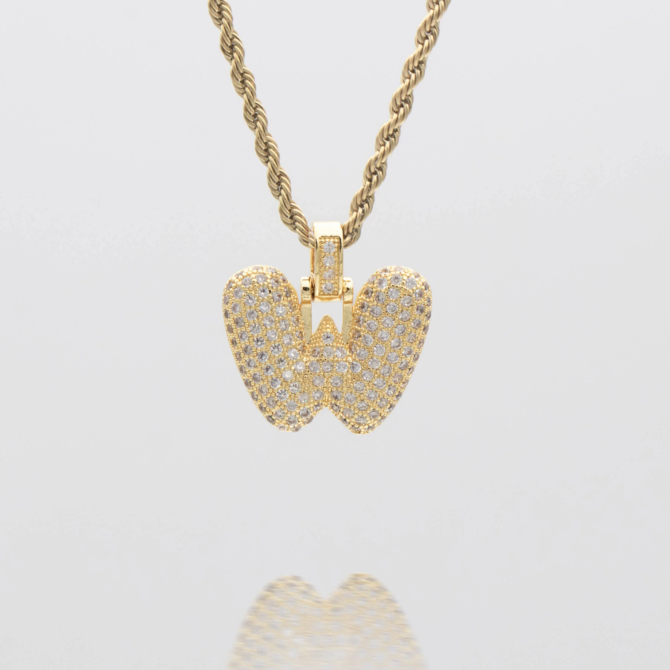 Pave Bubble Letter Initial Necklace - Image 31