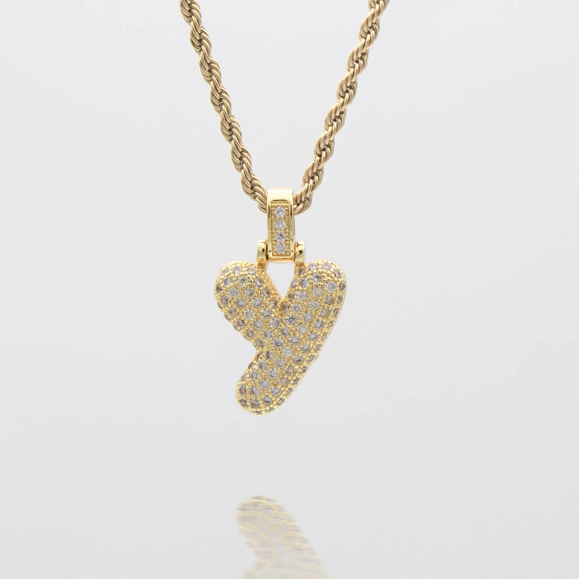 Pave Bubble Letter Initial Necklace - Image 33