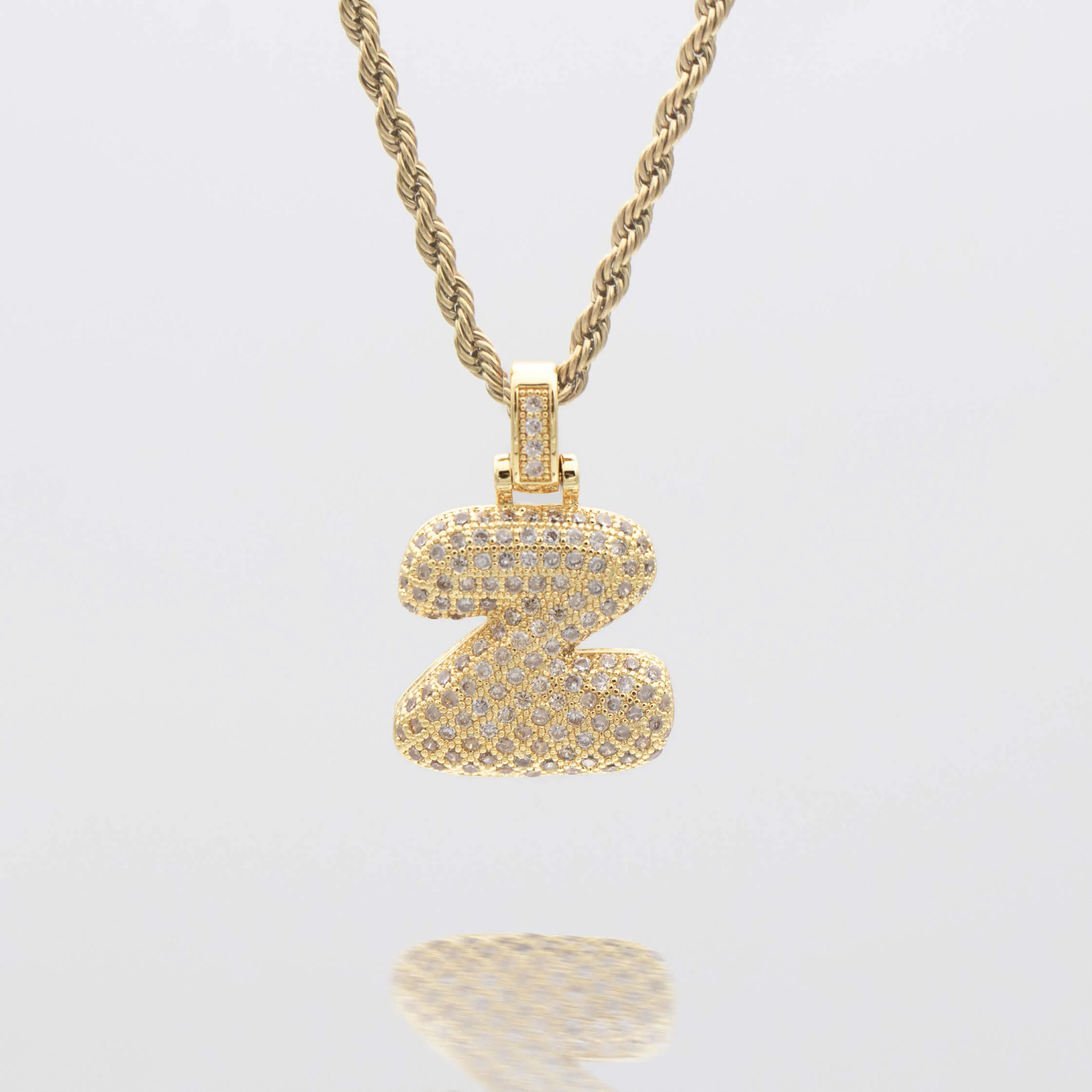 Pave Bubble Letter Initial Necklace - Image 34
