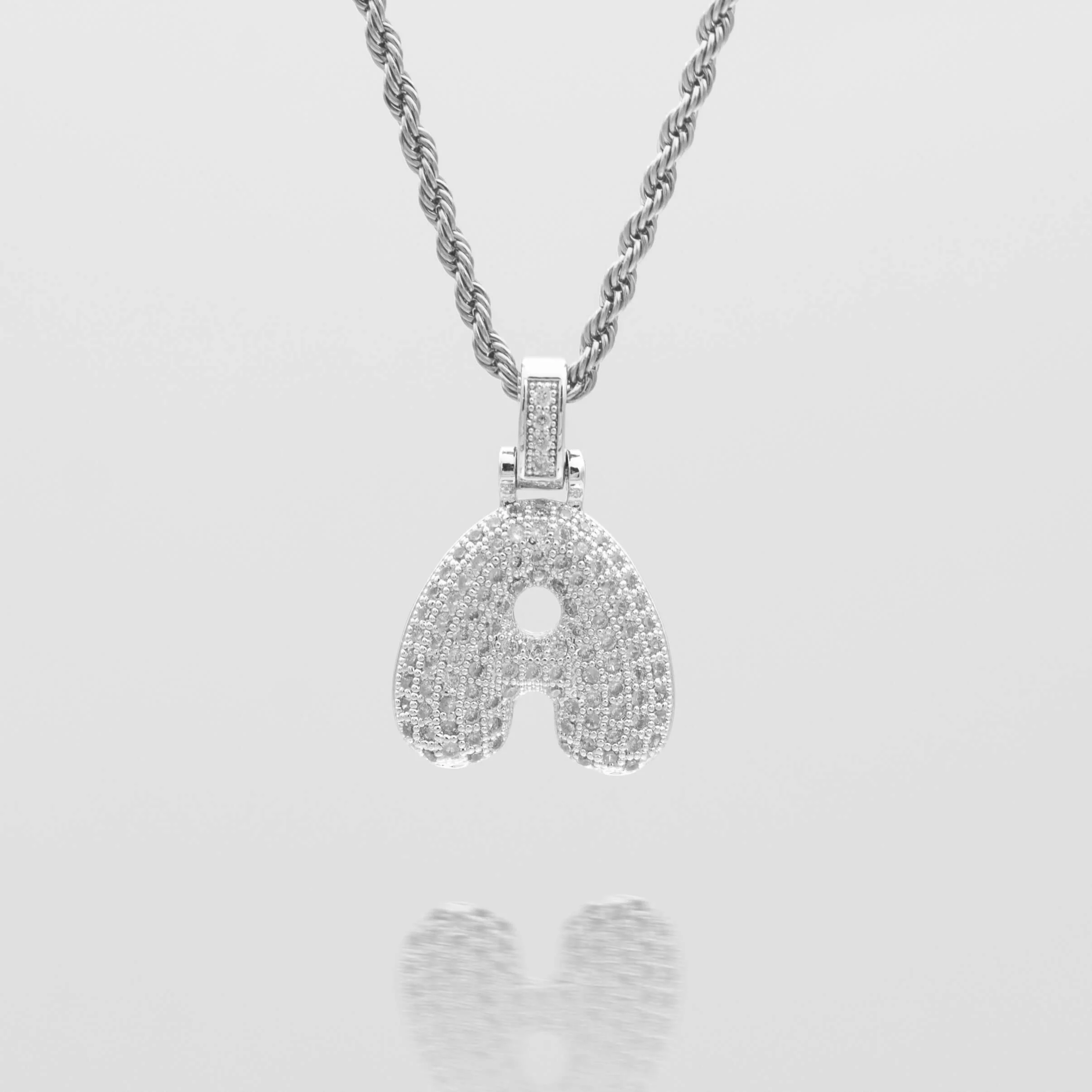 Pave Bubble Letter Initial Necklace - Image 35