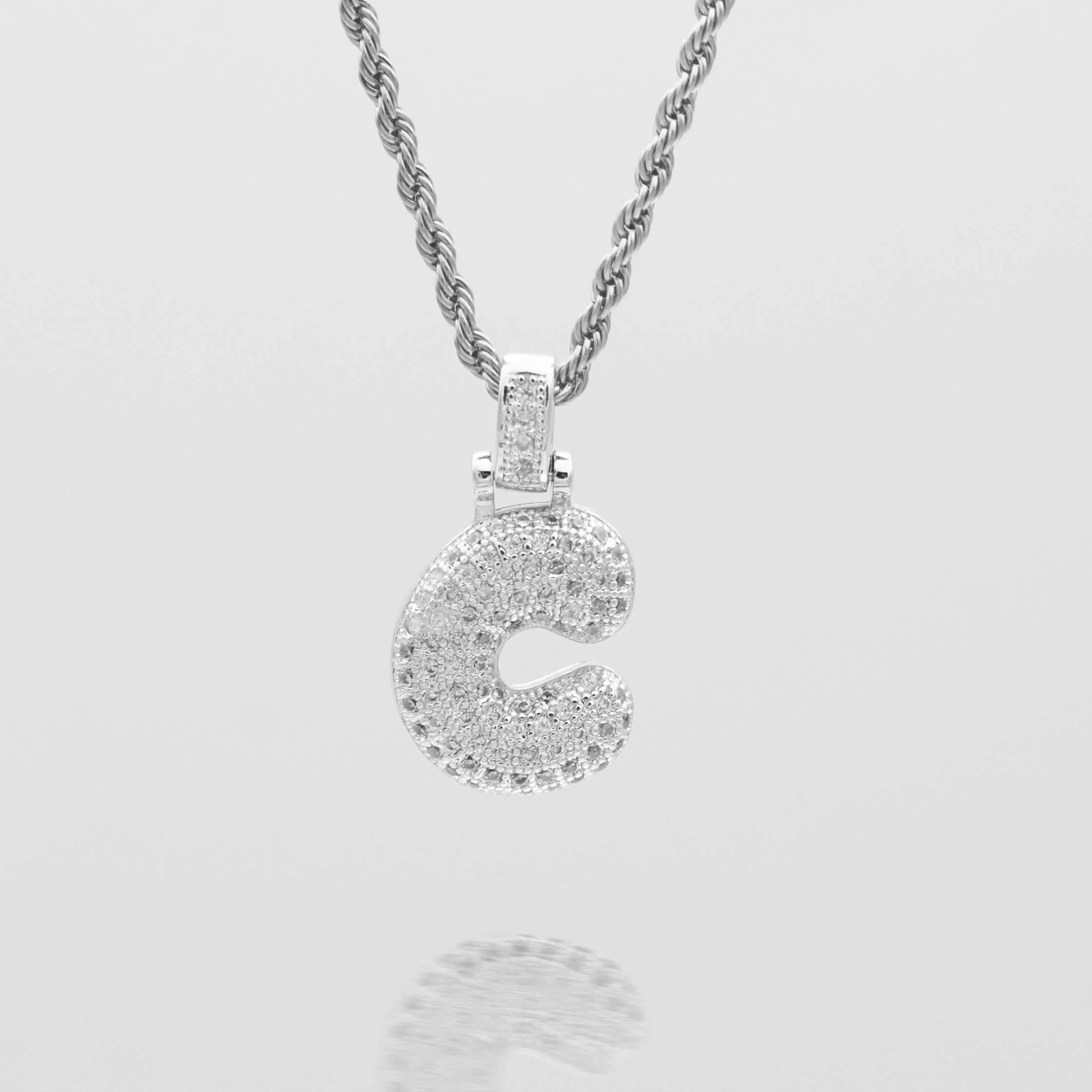 Pave Bubble Letter Initial Necklace - Image 37