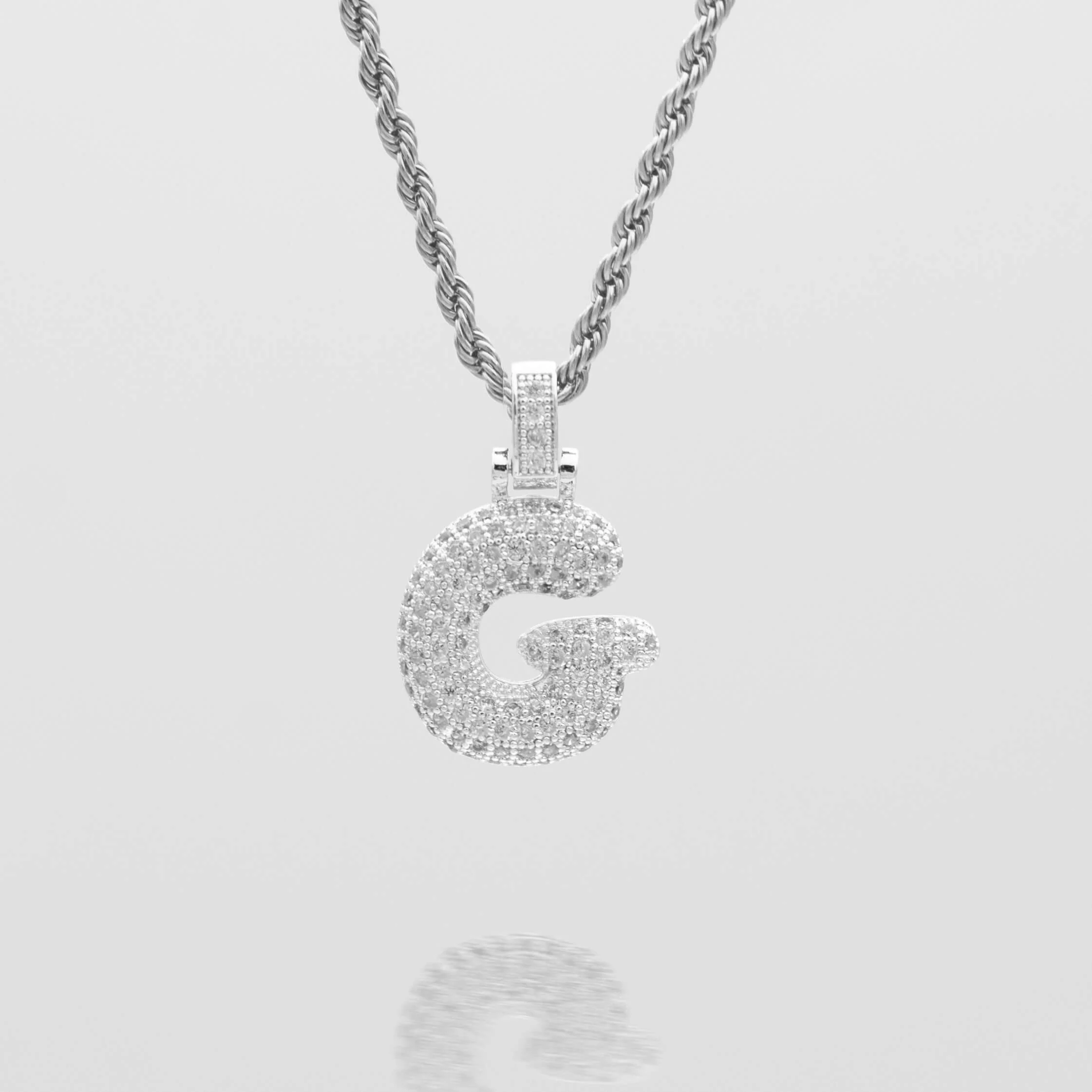 Pave Bubble Letter Initial Necklace - Image 41
