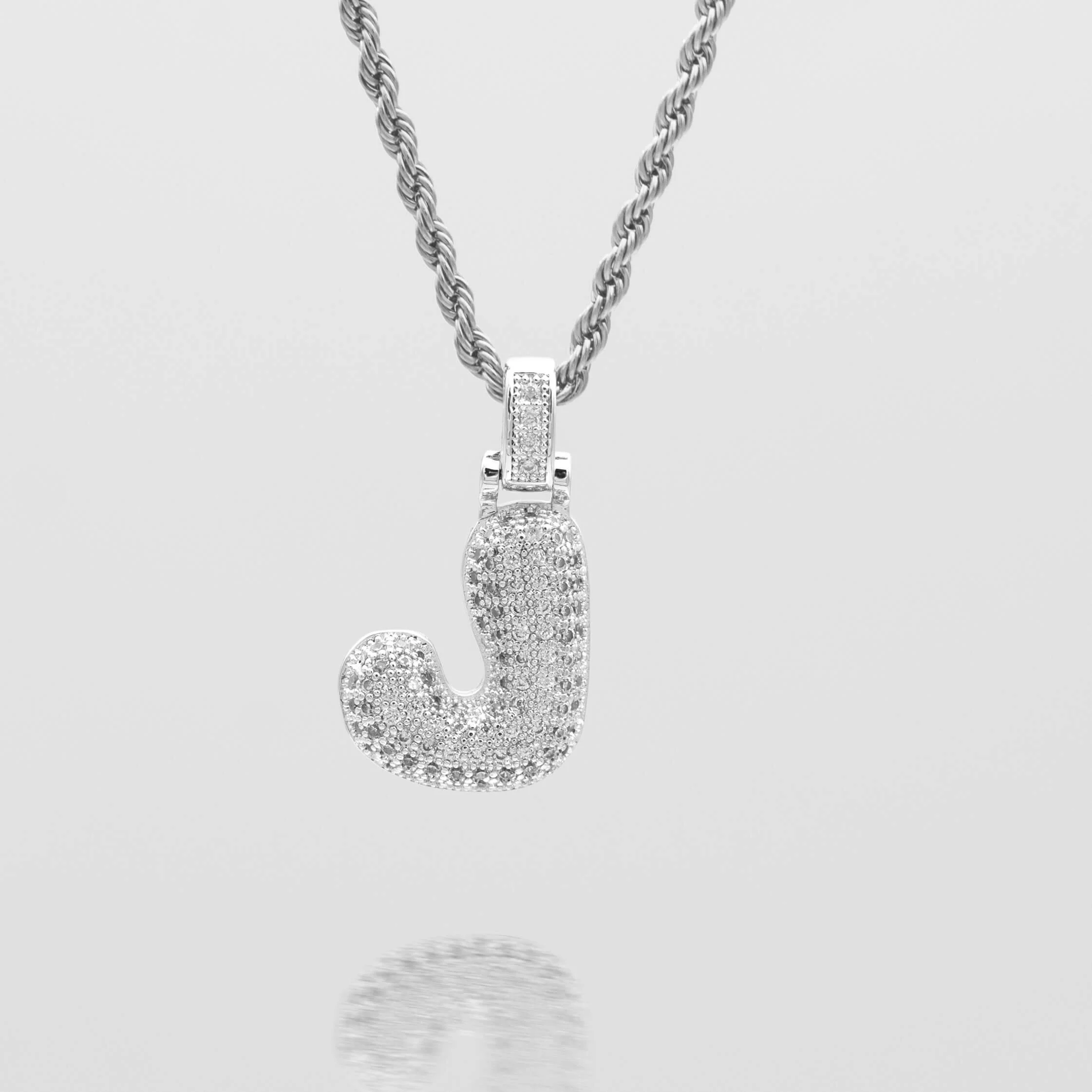 Pave Bubble Letter Initial Necklace - Image 44