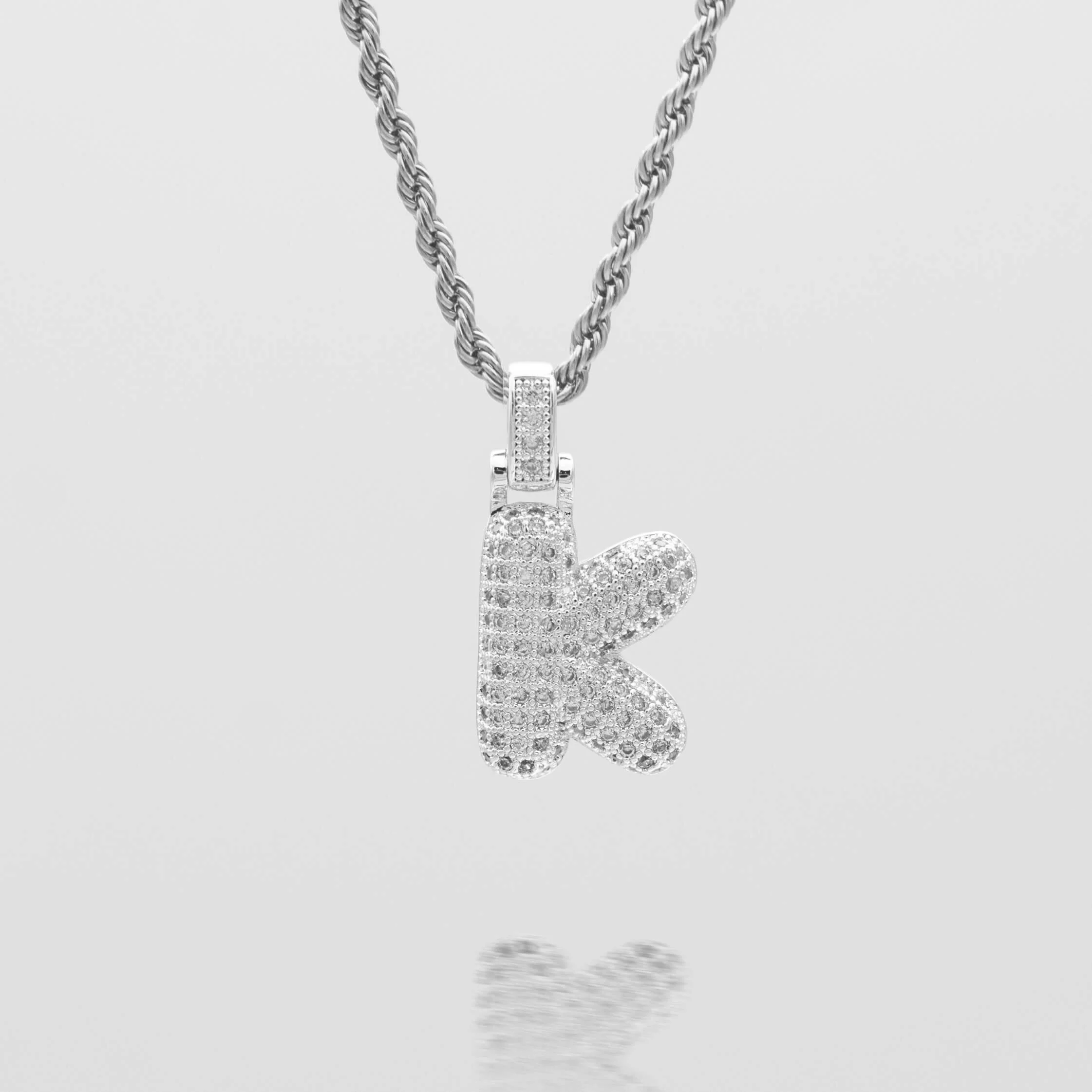 Pave Bubble Letter Initial Necklace - Image 45