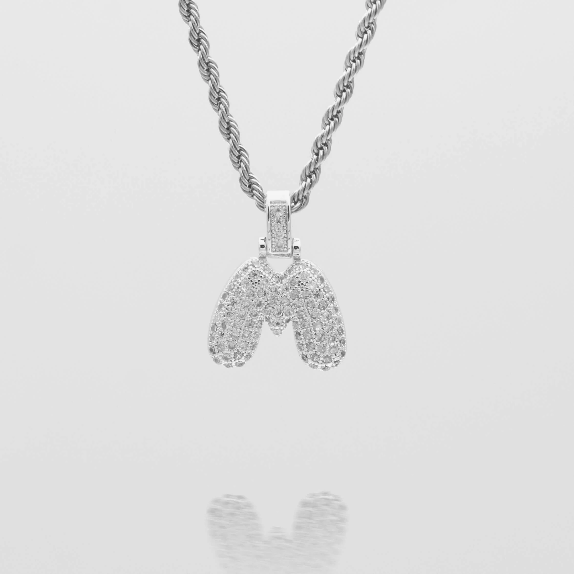 Pave Bubble Letter Initial Necklace - Image 47