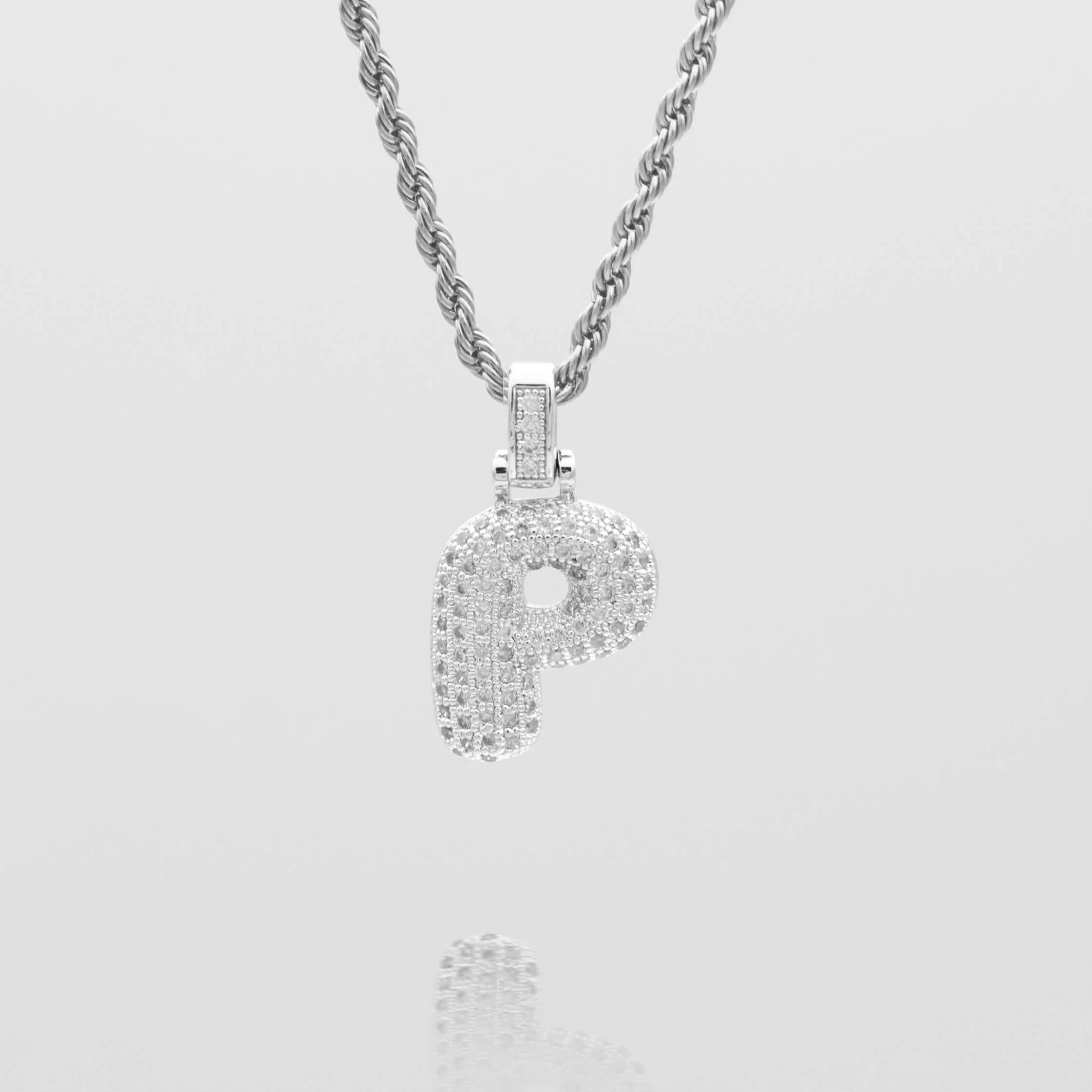 Pave Bubble Letter Initial Necklace - Image 50