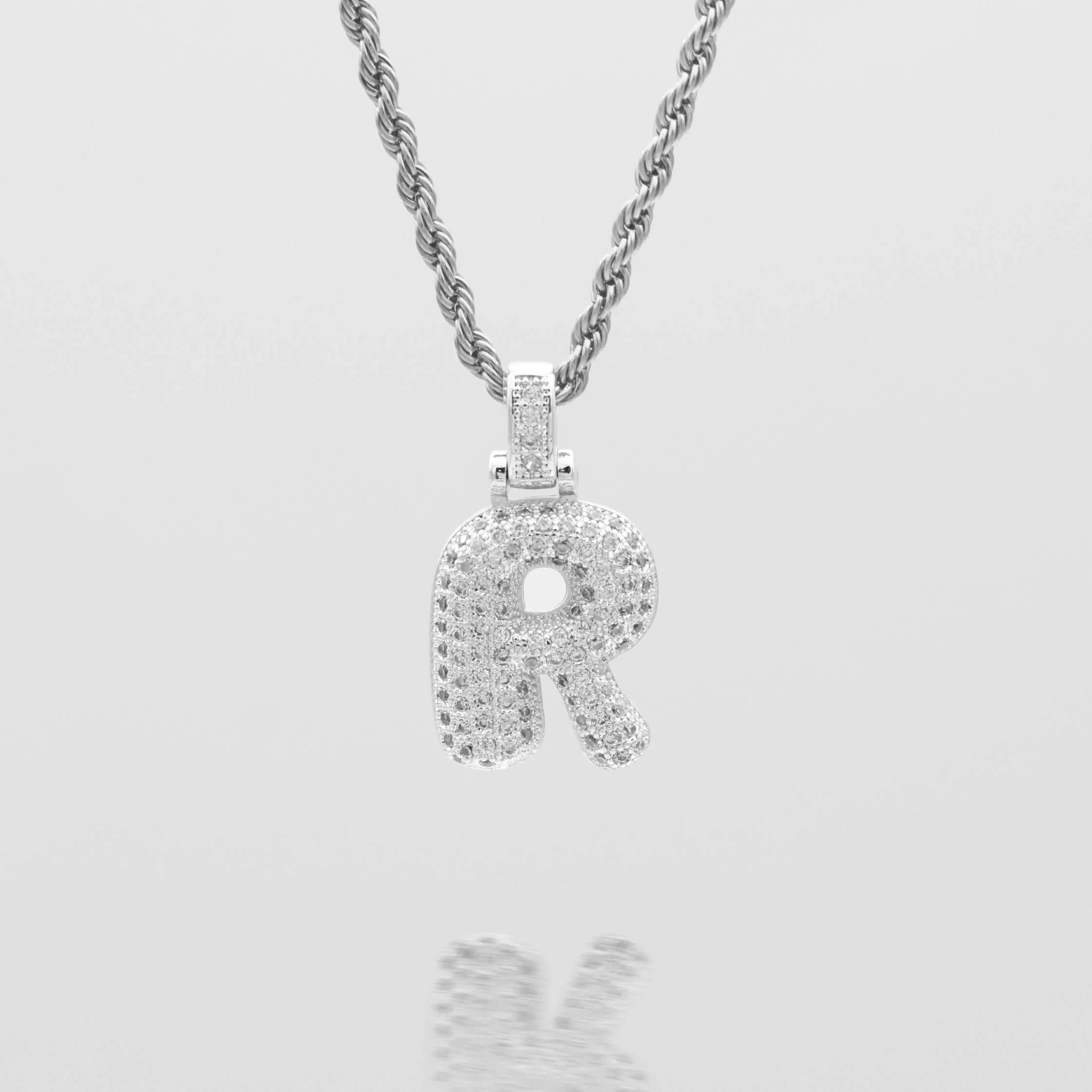 Pave Bubble Letter Initial Necklace - Image 52